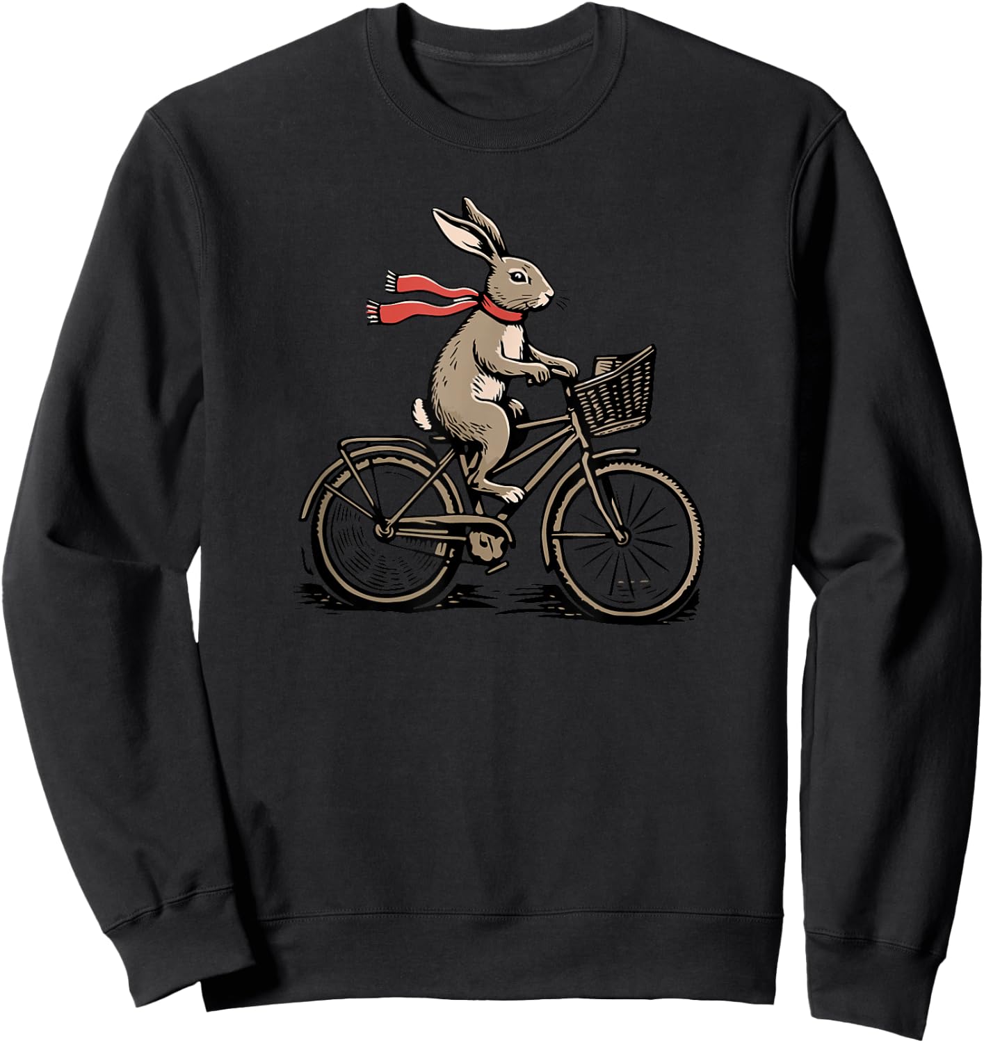 Rabbit Riding a Bicycle Retro Hare Whimsical Vintage Bunny Sweatshirt - Sweatshirt | Black