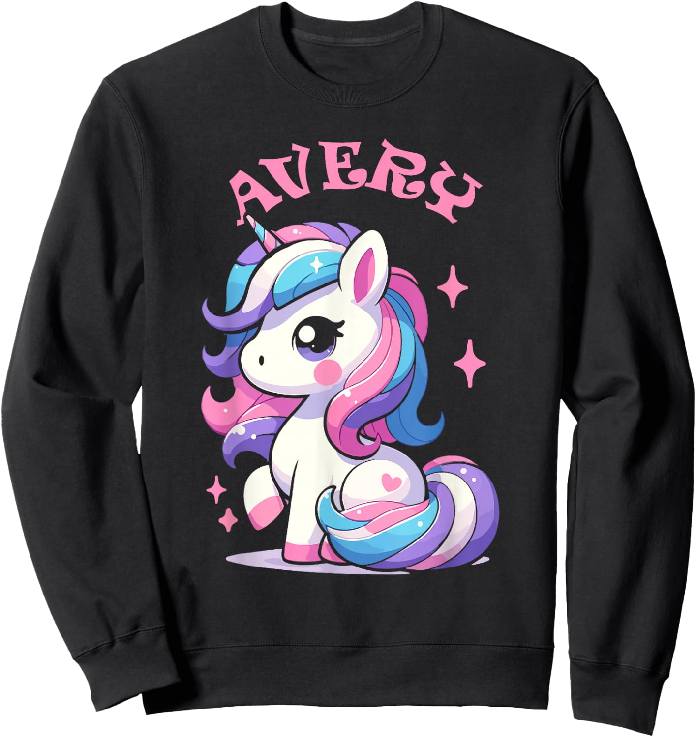Avery Cute Unicorn Design for Girls Name Avery Sweatshirt - Sweatshirt | Black