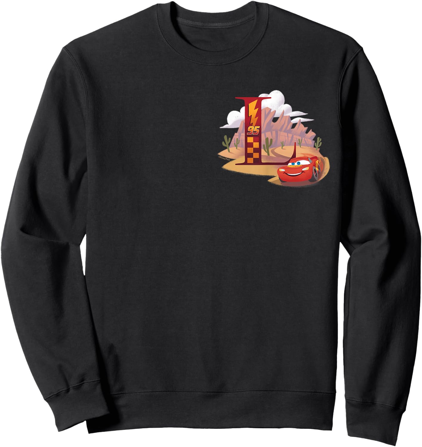 Disney & Pixar Alphabet Monogram Letter L Lightning McQueen , black Sweatshirt - Sweatshirt | Black