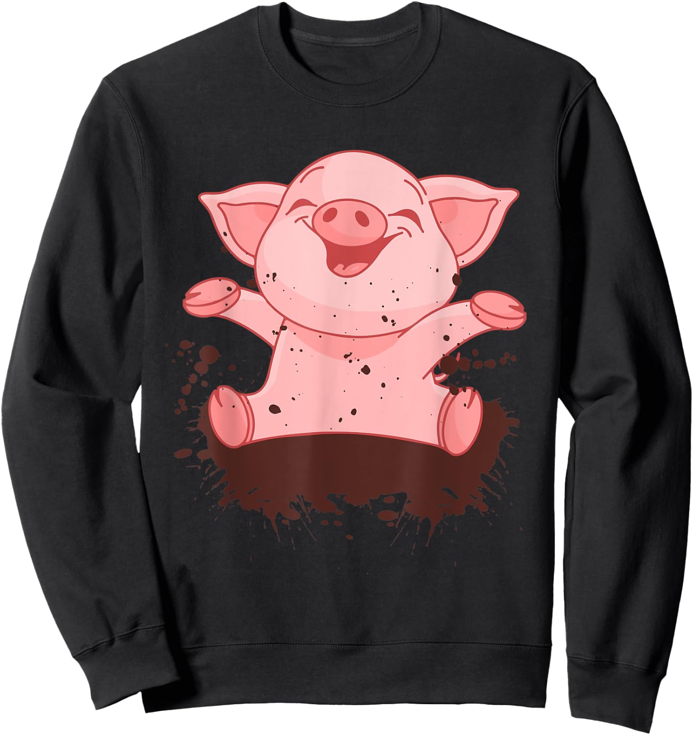 Happy Pig Playing In The Mud Funny Animal Lover Costume Sweatshirt - Sweatshirt | Black