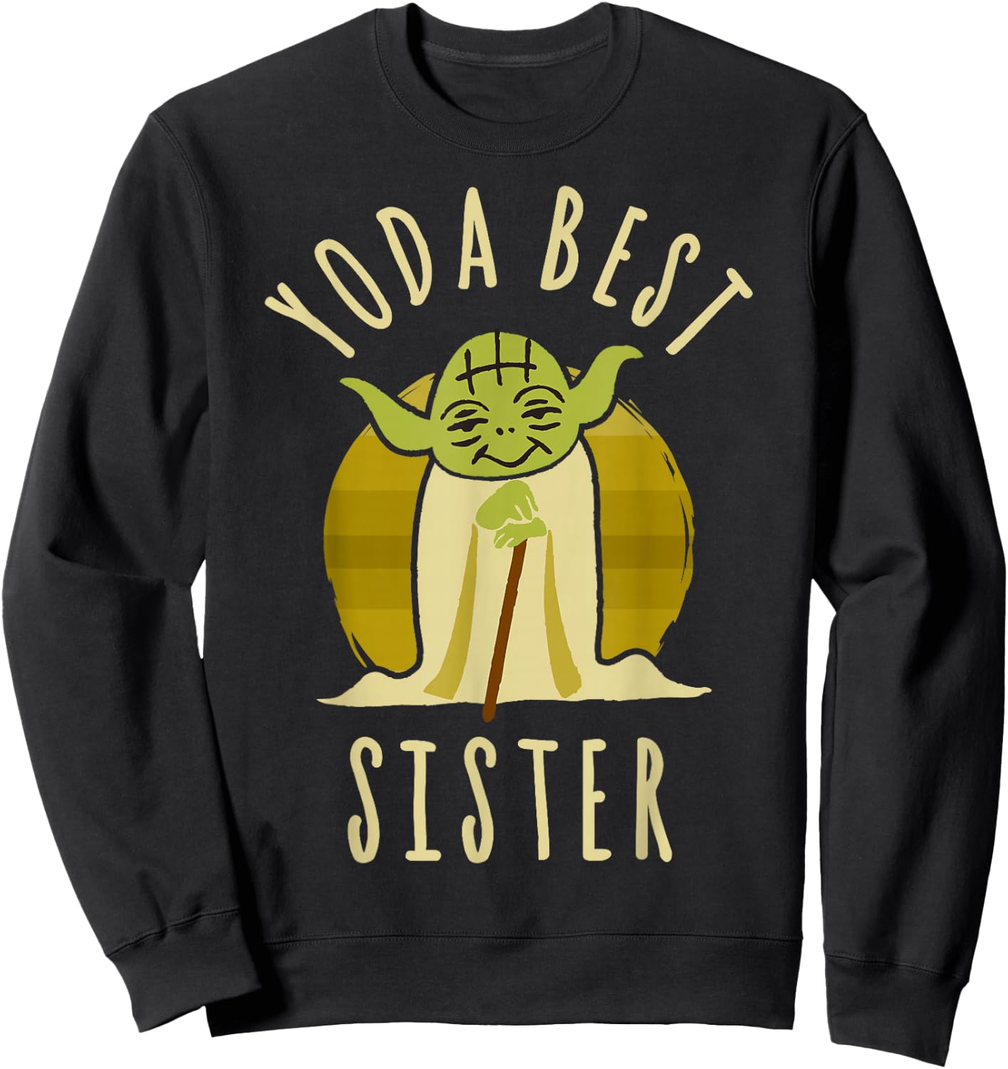 Star Wars Yoda Best Sister Cartoon Yoda Sweatshirt - Sweatshirt | Black
