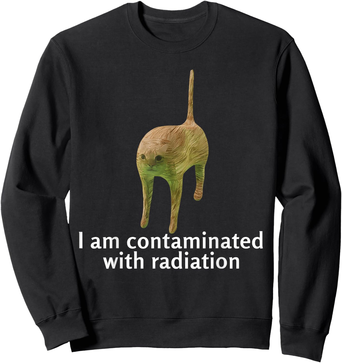 I Am Contaminated With Radiation Kids Funny Ironic Cat Meme Sweatshirt - Sweatshirt | Black