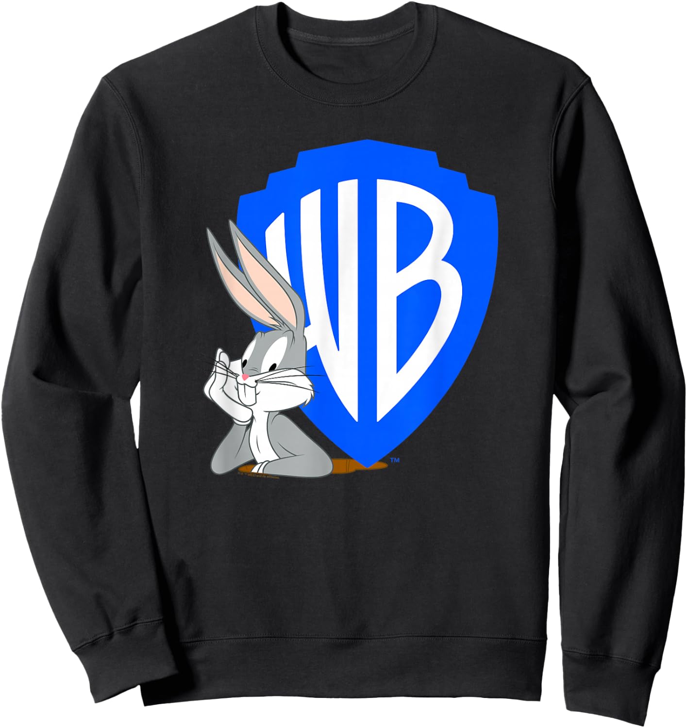 WB100 Bugs Bunny Classic Warner Brothers Cartoon Badge Logo Sweatshirt - Sweatshirt | Black