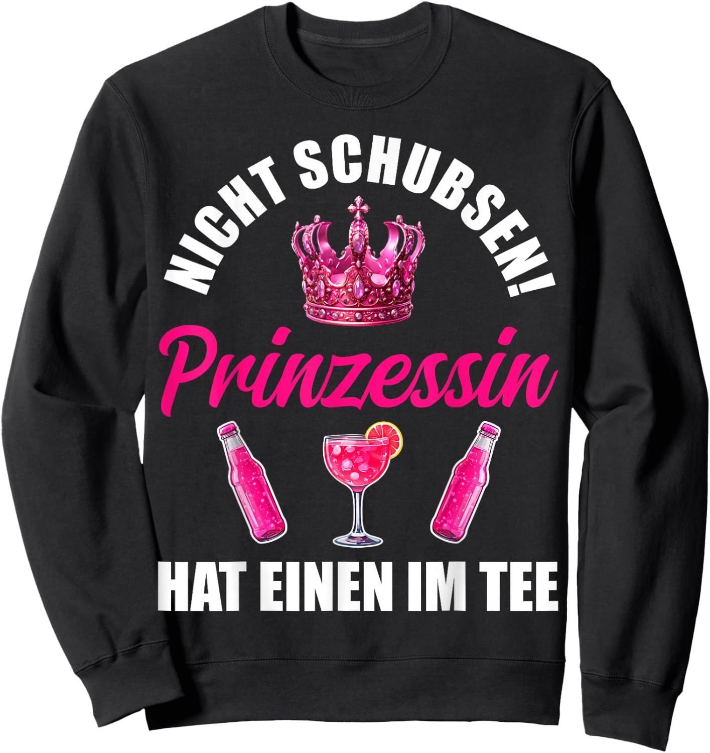 Princess Not Pushing JGA Party Mallorca Malle Saufen , black Sweatshirt - Sweatshirt | Black