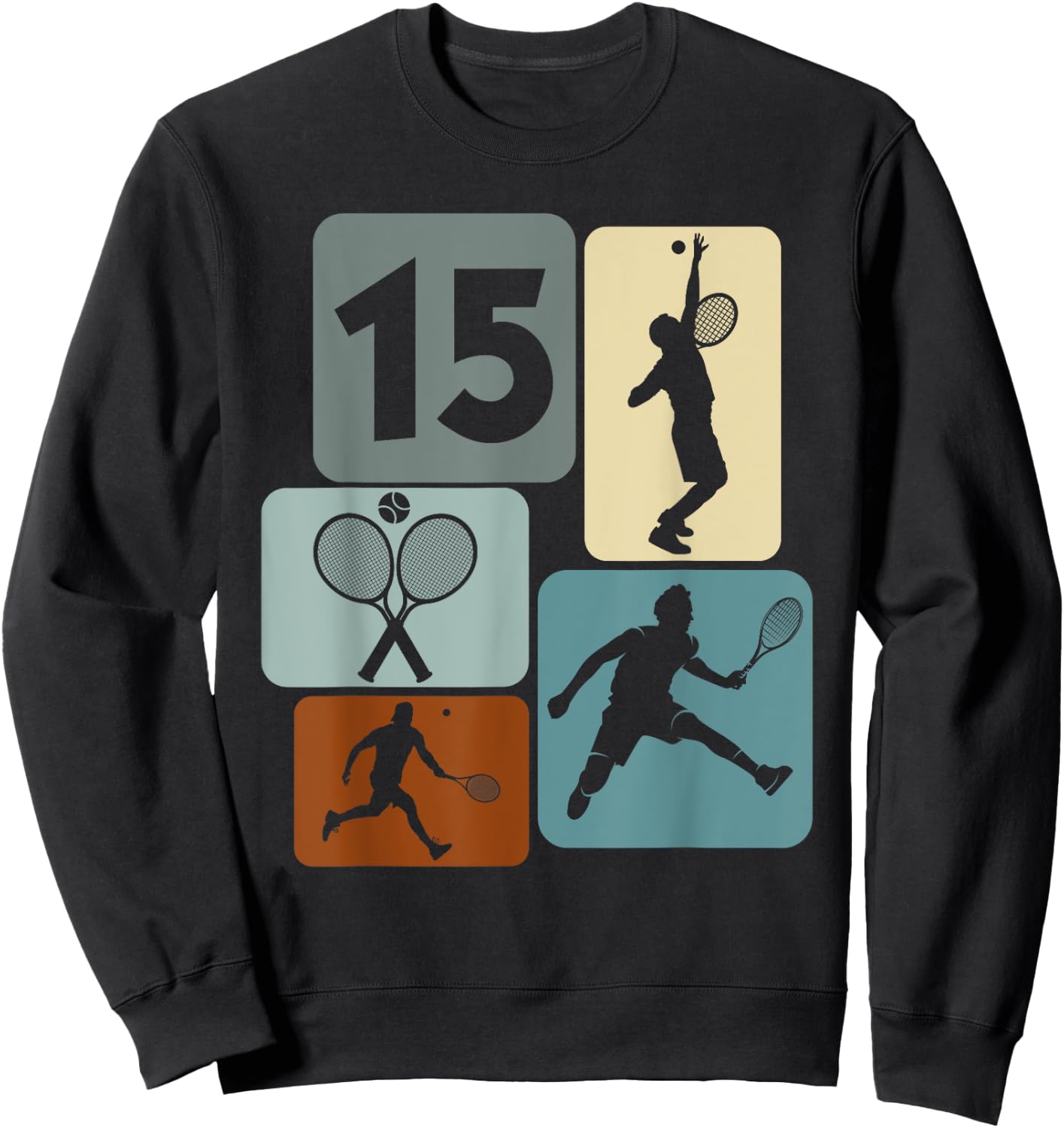 15e anniversaire Joueur de tennis 15 ans Tennis garçons Sweatshirt - Sweatshirt | Black
