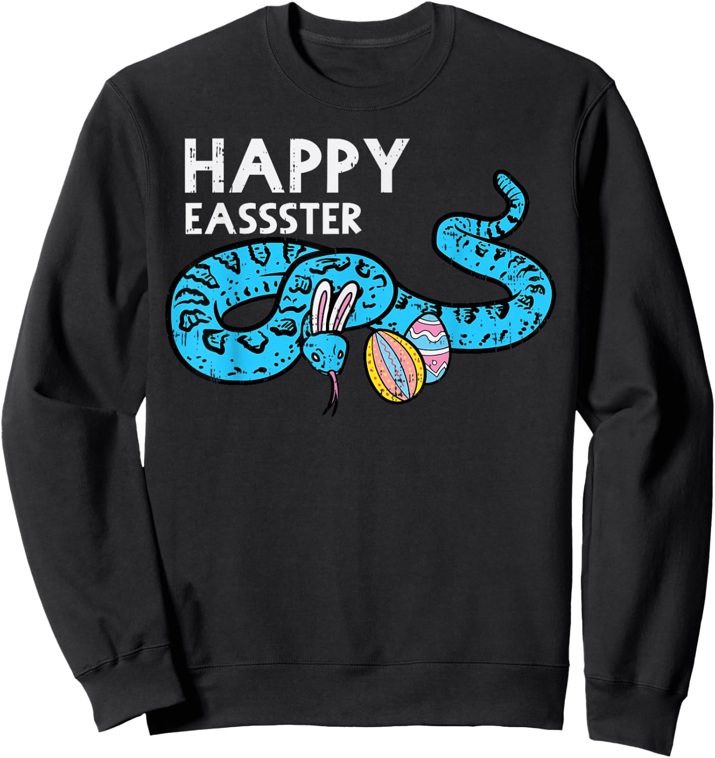 Happy Easter Snake Bunny Funny Egg Hunt Animal Men Women Kid Sweatshirt - Sweatshirt | Black