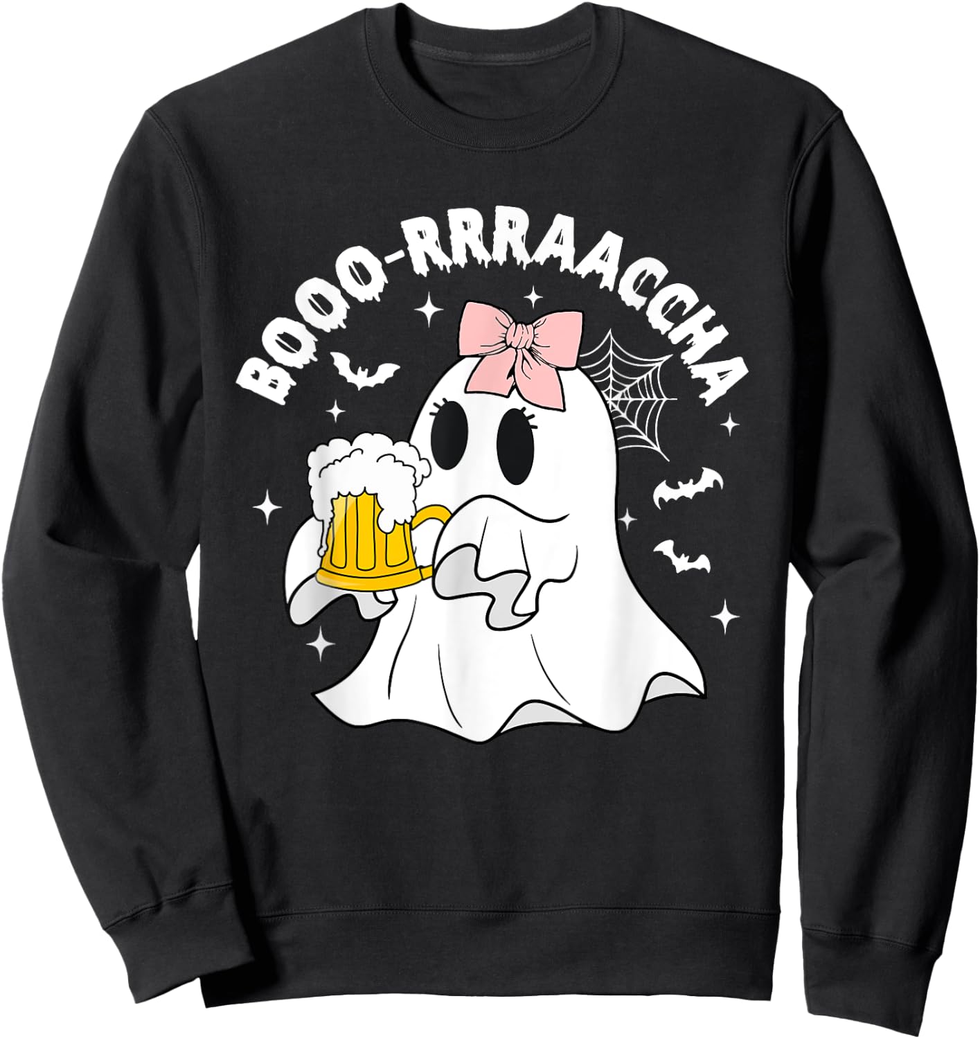 Booo-rrraaccha, Funny Halloween Drunk Ghost, Cute Ghost Sweatshirt - Sweatshirt | Black