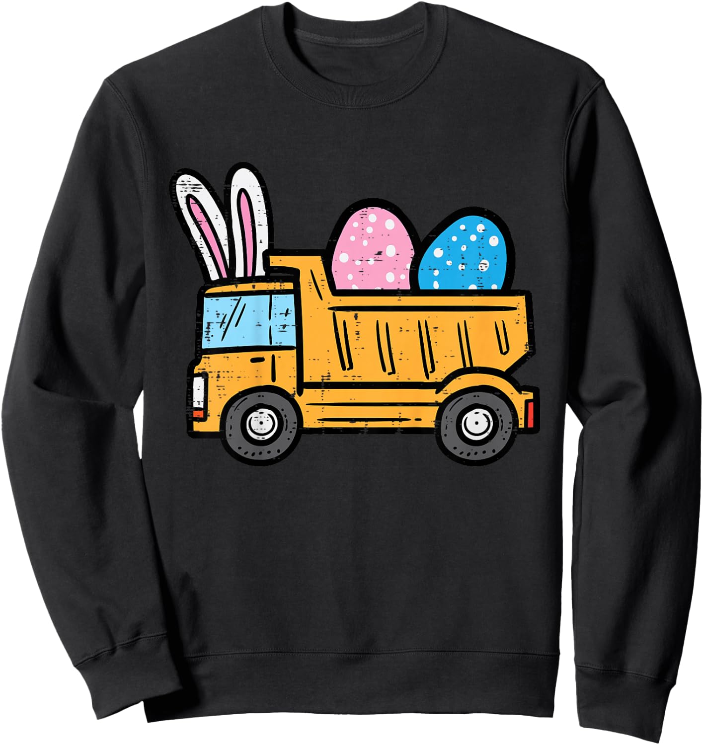 Kids Easter Dump Truck Eggs Construction Boys Kids Toddler Youth Sweatshirt - Sweatshirt | Black