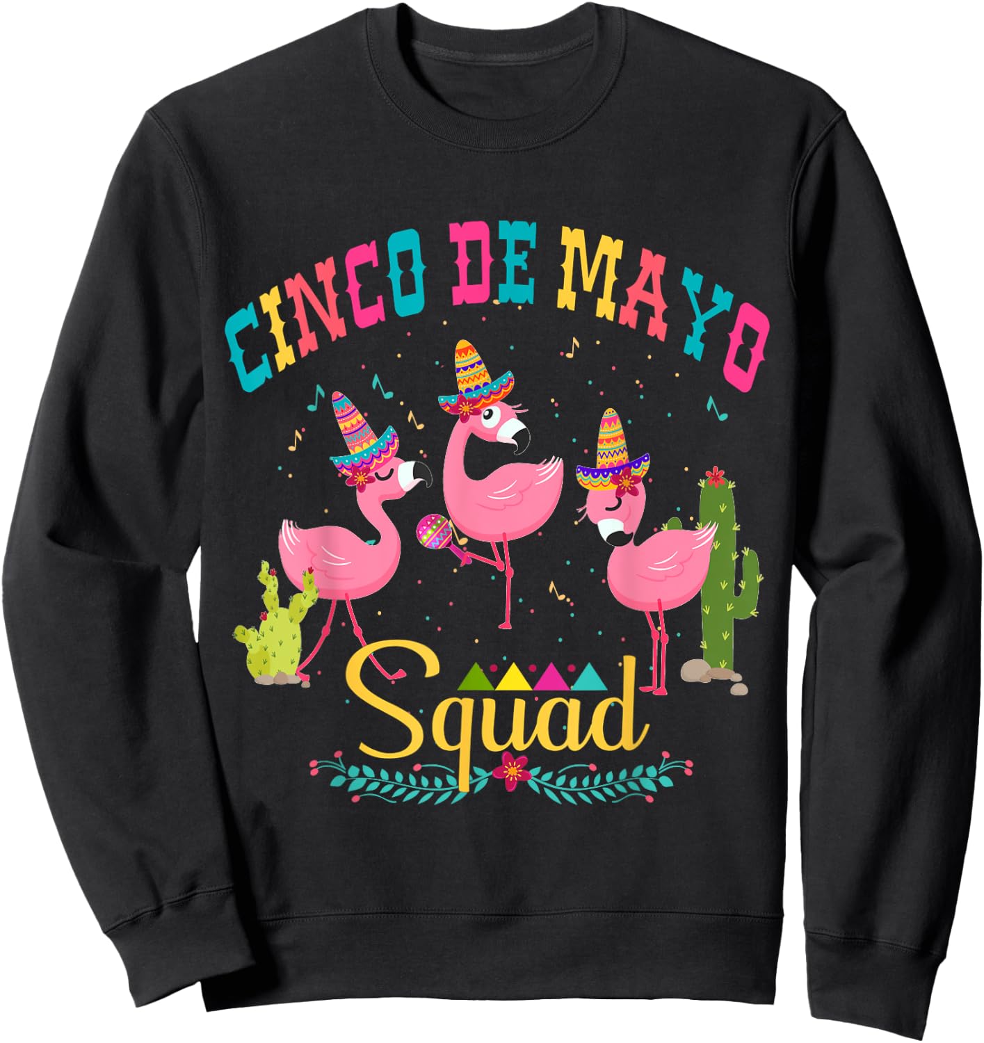 Cinco de Mayo Squad Flamingo Mamacita squad Sweatshirt - Sweatshirt | Black