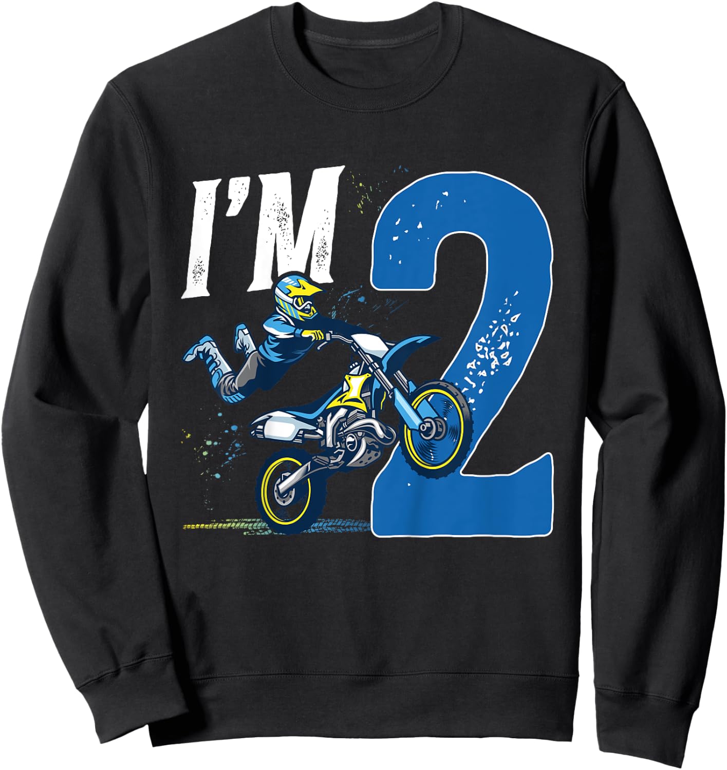 Kids 2nd Birthday Dirt Bike Boy Two Year Old Dirt Biker Sweatshirt - Sweatshirt | Black