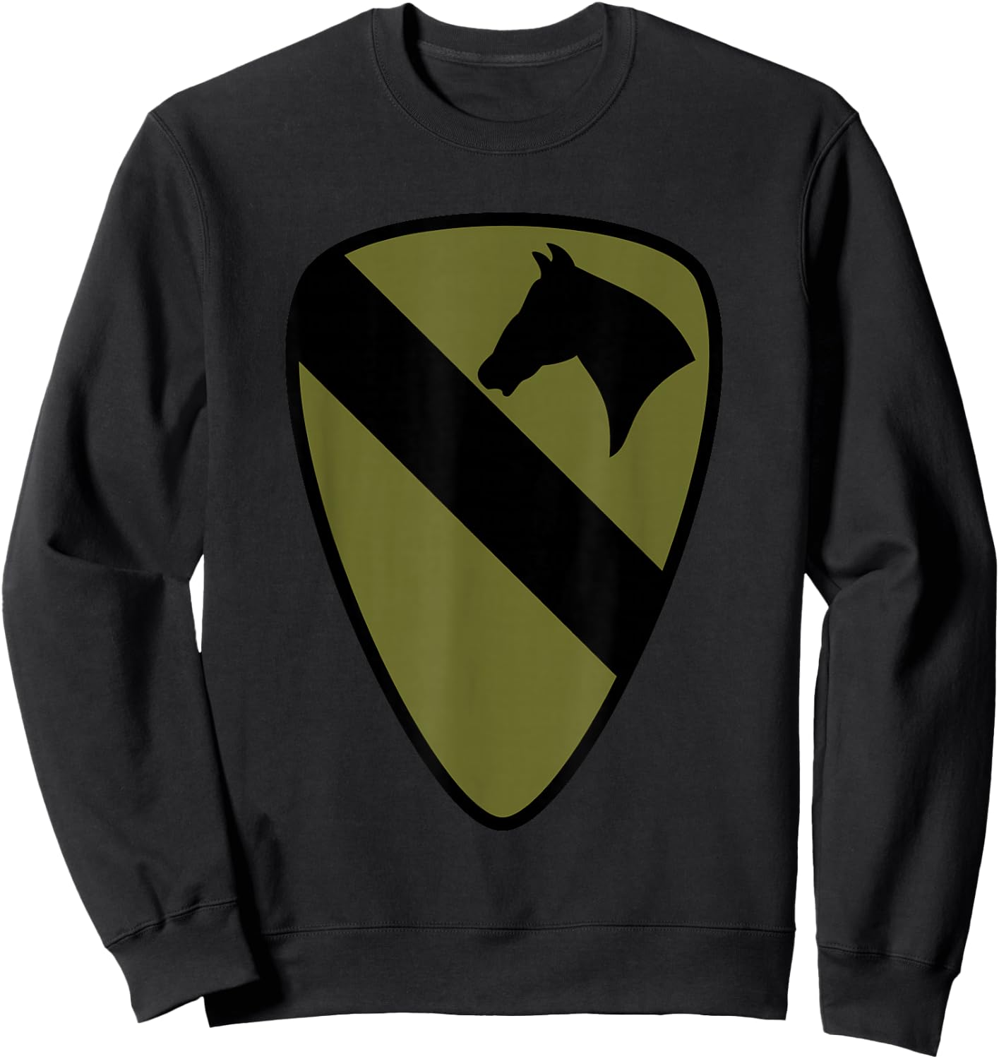1st Cavalry Division Patch - 1st CAV OD Green Camo Sweatshirt - Sweatshirt | Black