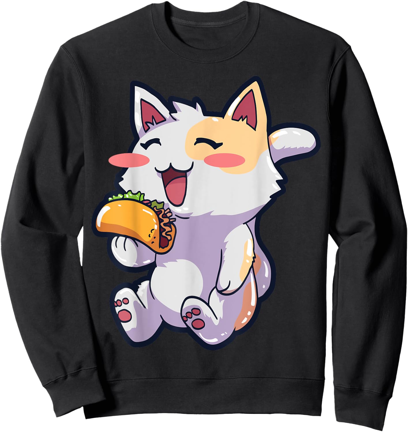 Anime Cat Taco Kawaii Neko Sweatshirt - Sweatshirt | Black