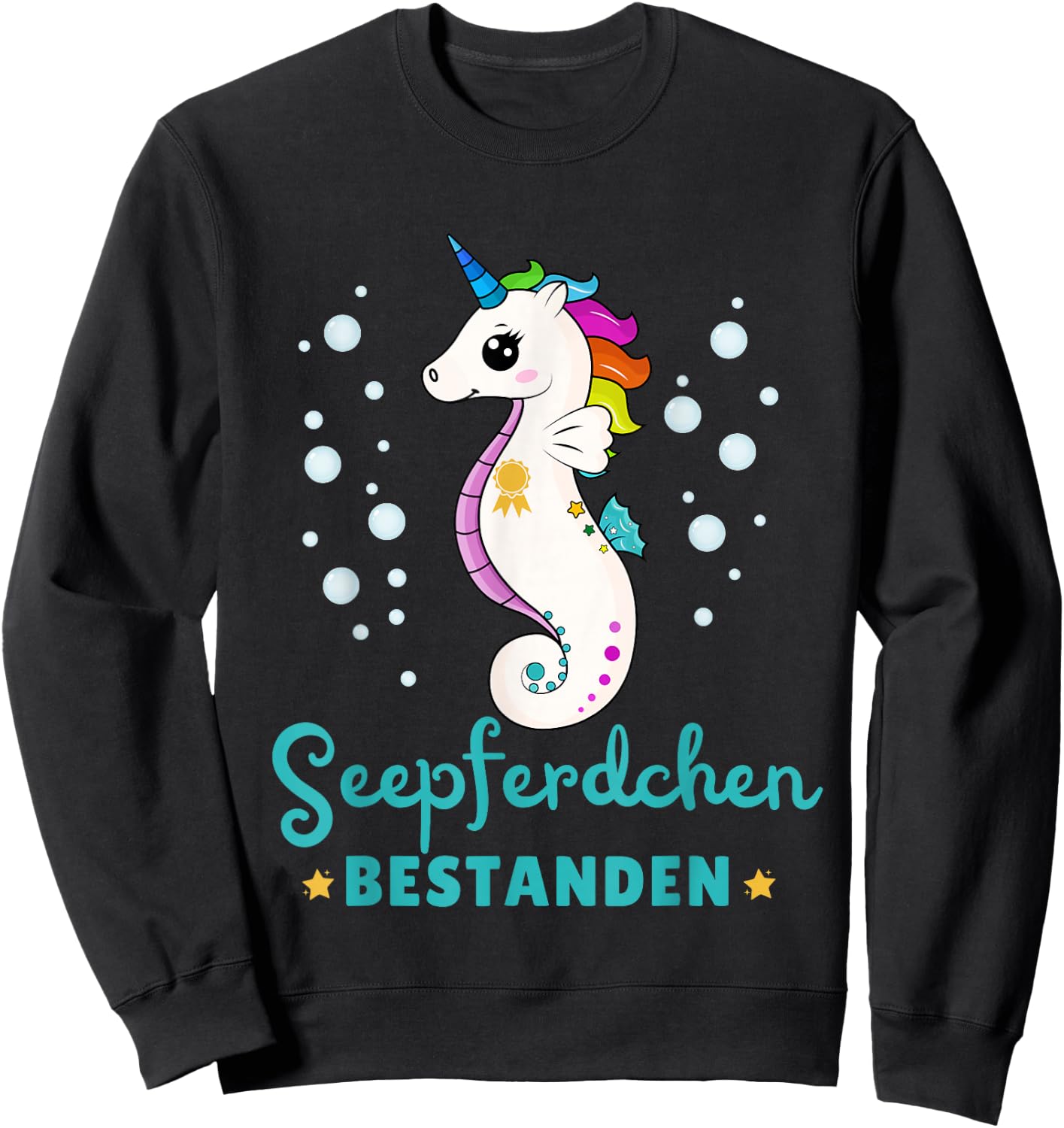 Children's Seahorse Passed Early Swimmer Badge, black Sweatshirt - Sweatshirt | Black