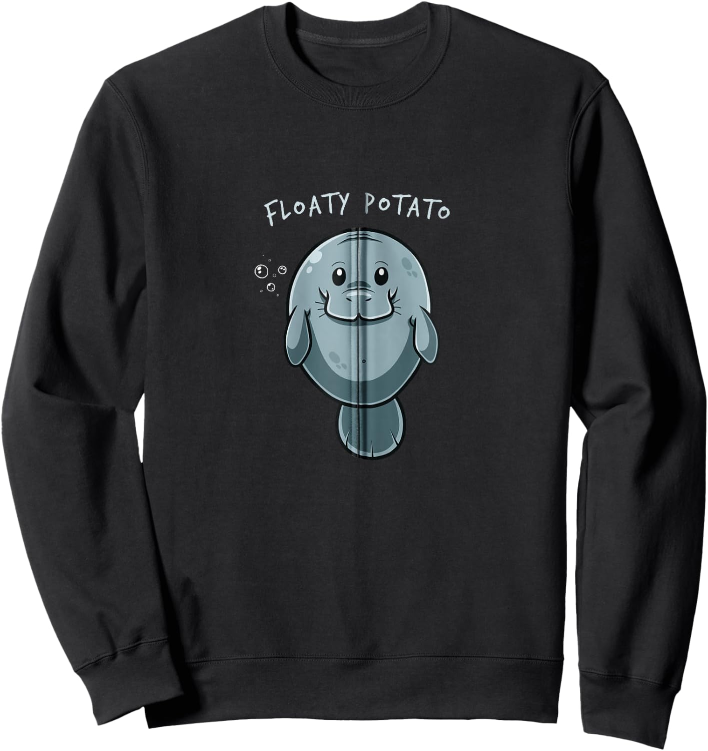 Floaty Potato Funny Kawaii Manatee Sea Animal Fish Cute Zip Sweatshirt - Sweatshirt | Black
