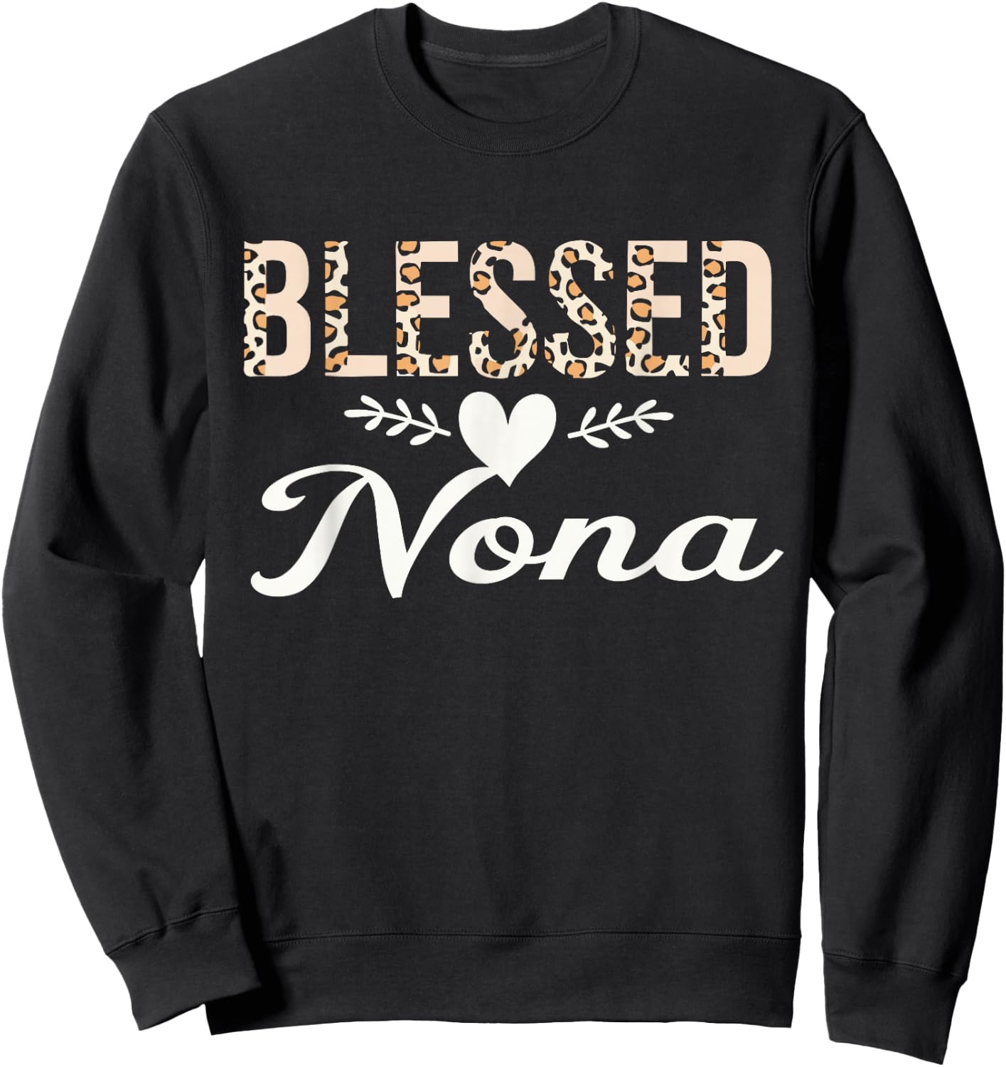 Blessed Nona Cute Leopard Sweatshirt - Sweatshirt | Black