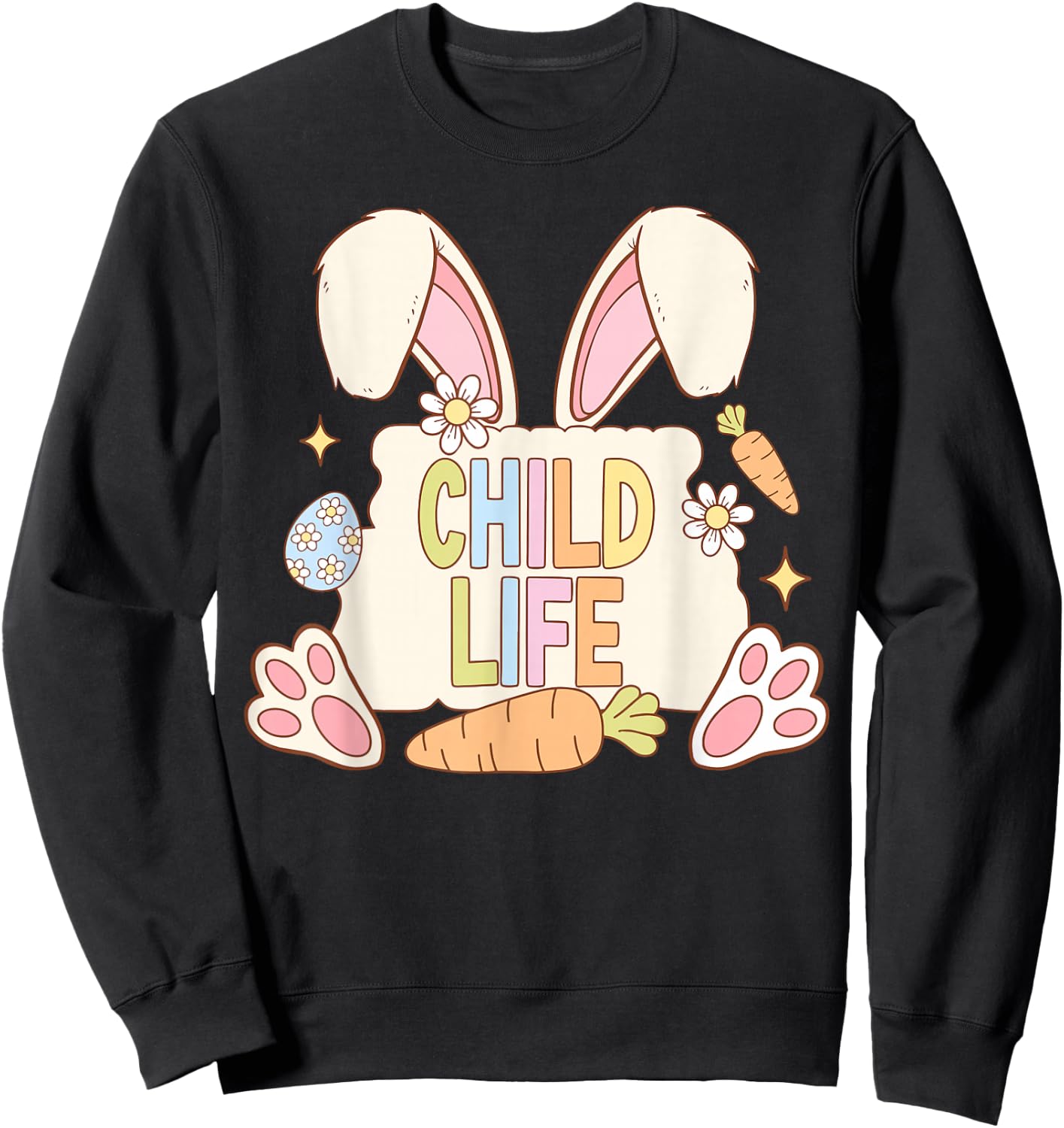 Retro Easter Bunny Child Life Therapist CLS CLS Healthcare Sweatshirt - Sweatshirt | Black