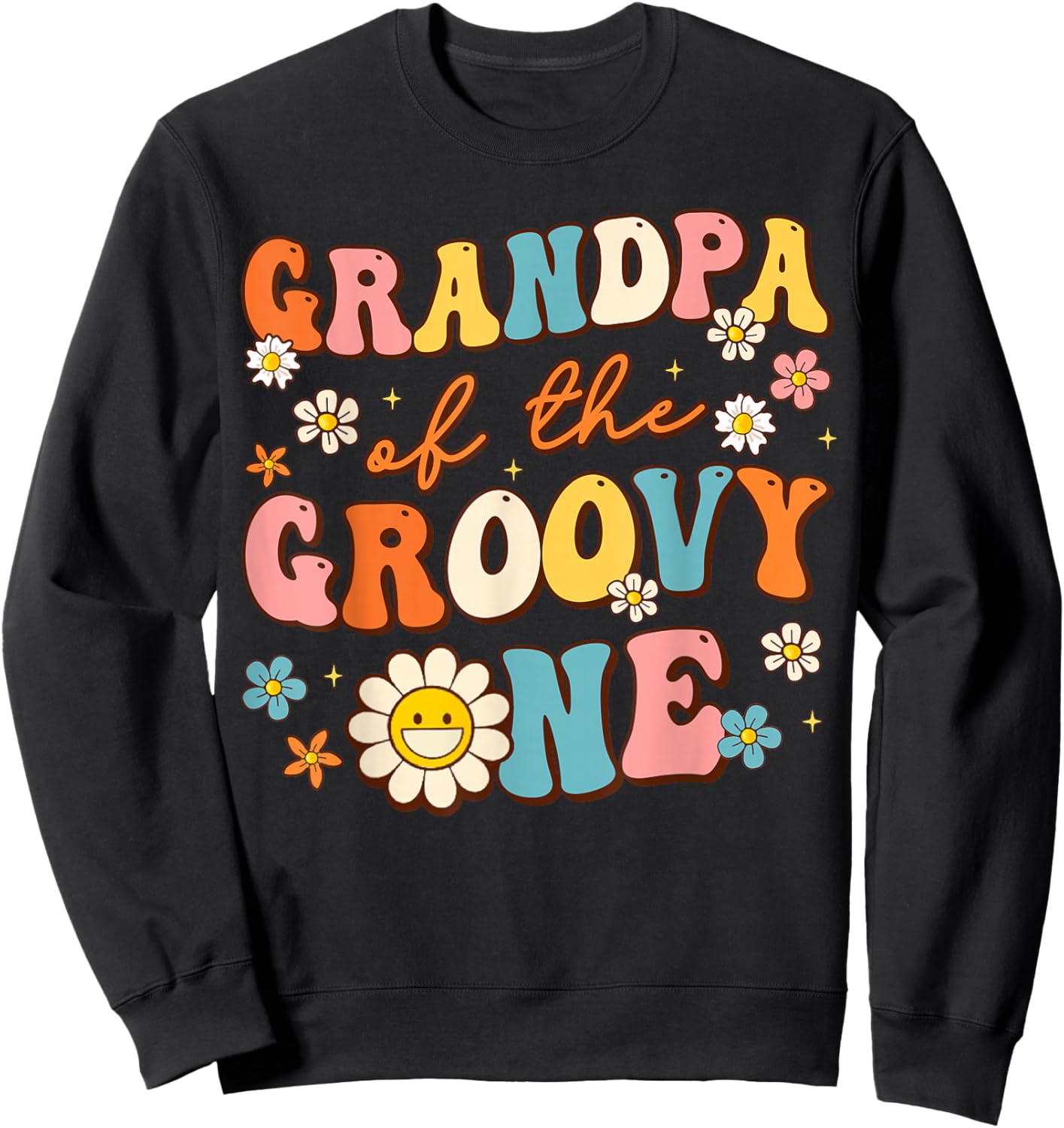 Grandpa Of Groovy One 1st Birthday Pregnancy Announcement Sweatshirt - Sweatshirt | Black