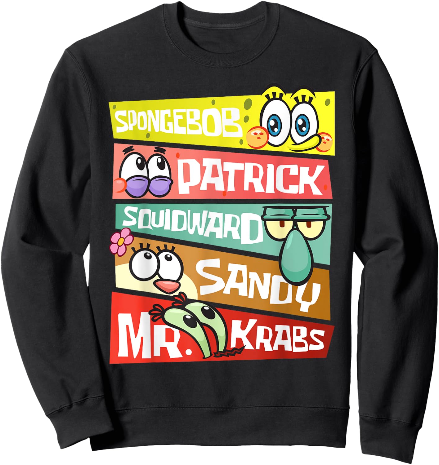 Mademark x SpongeBob SquarePants - SpongeBob Patrick Squidward Sandy Mr Krabs SpongeBob Fans Sweatshirt - Sweatshirt | Black