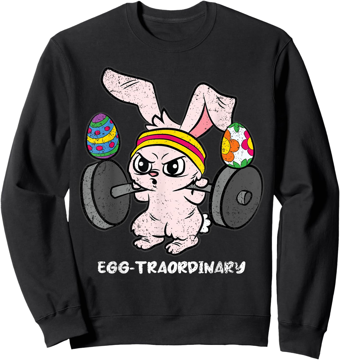 Egg-Traordinary Bunny Weight Lifting Easter Cute Gym Workout Sweatshirt - Sweatshirt | Black