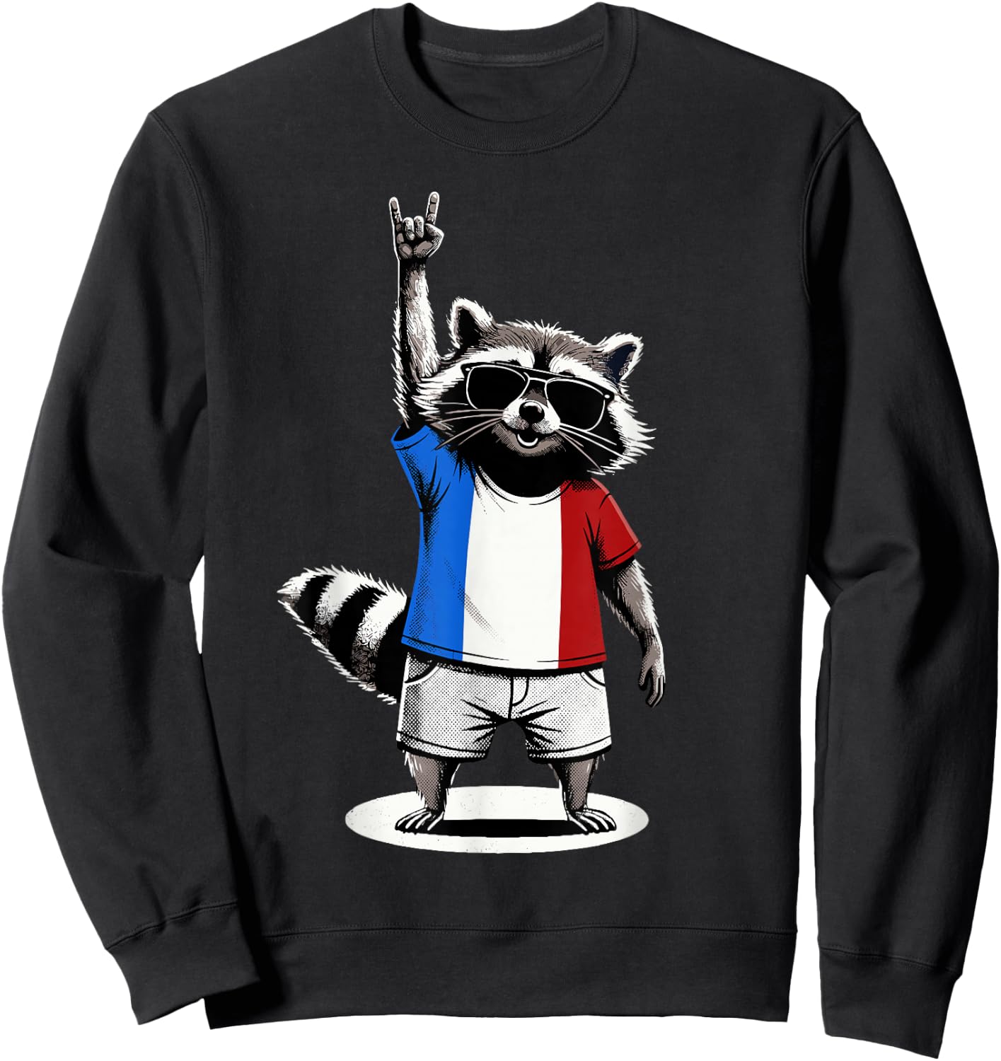 French Flag Raccoon Funny France Sweatshirt - Sweatshirt | Black