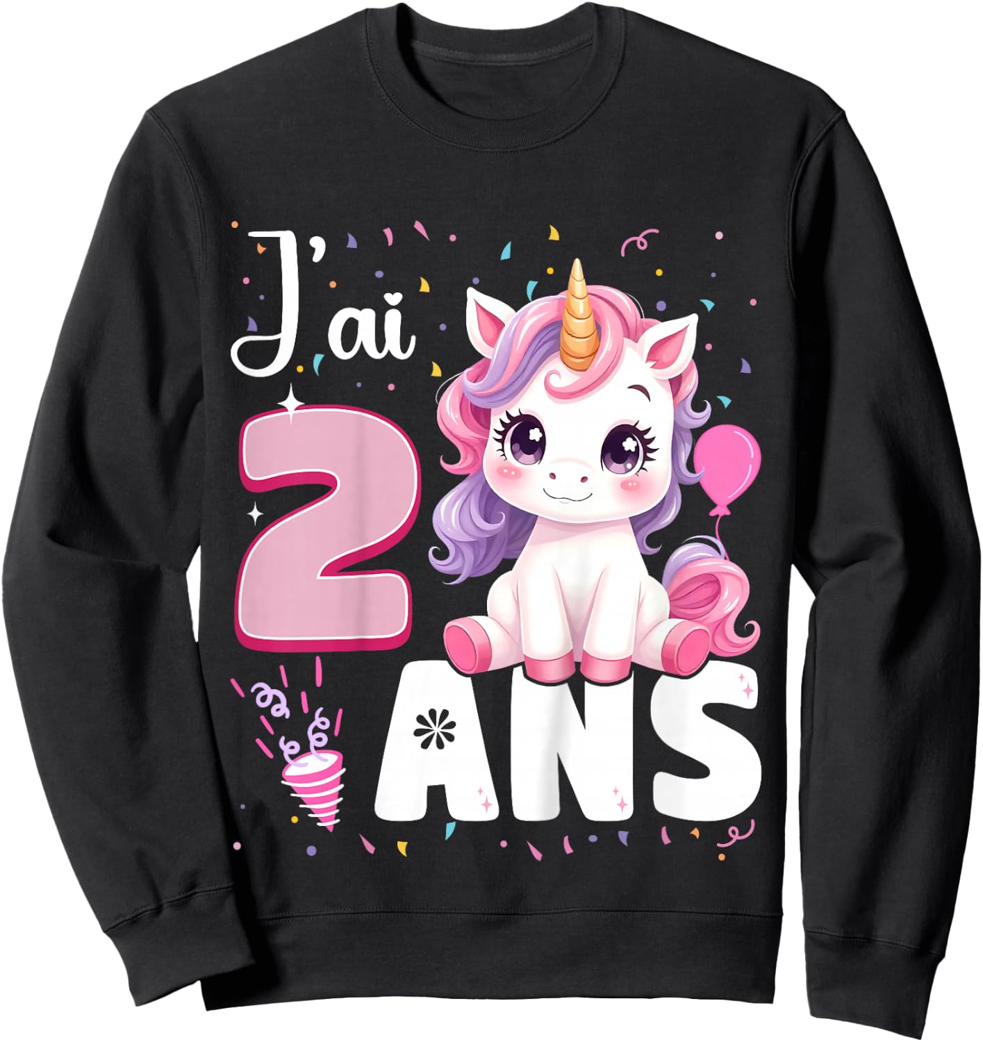 2 Years Unicorn Girl Birthday 2 Years I Ai 2 Years , Black, 2 Sweatshirt - Sweatshirt | Black