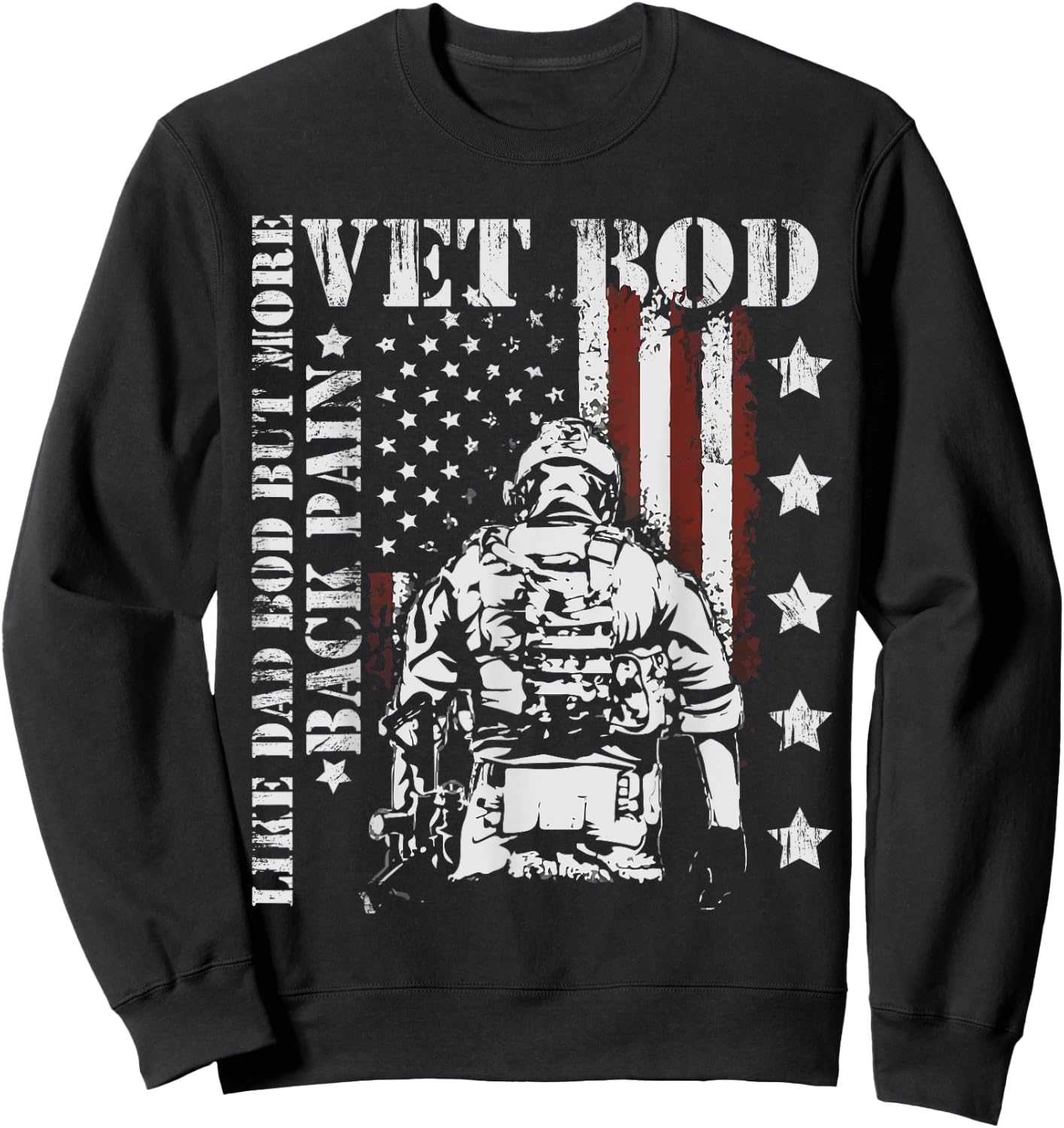 Vintage Vet Bod Like Dad Bod But More Back Pain Retro Sweatshirt - Sweatshirt | Black