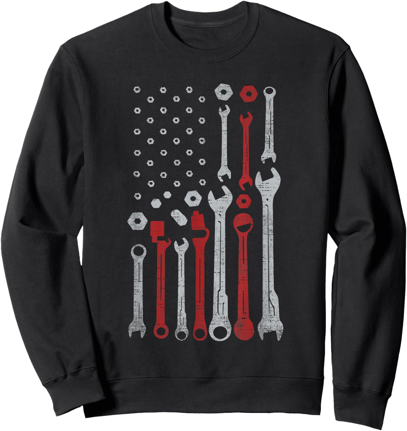 Vintage Mechanic Flag USA American Patriotic Flag Car Sweatshirt - Sweatshirt | Black