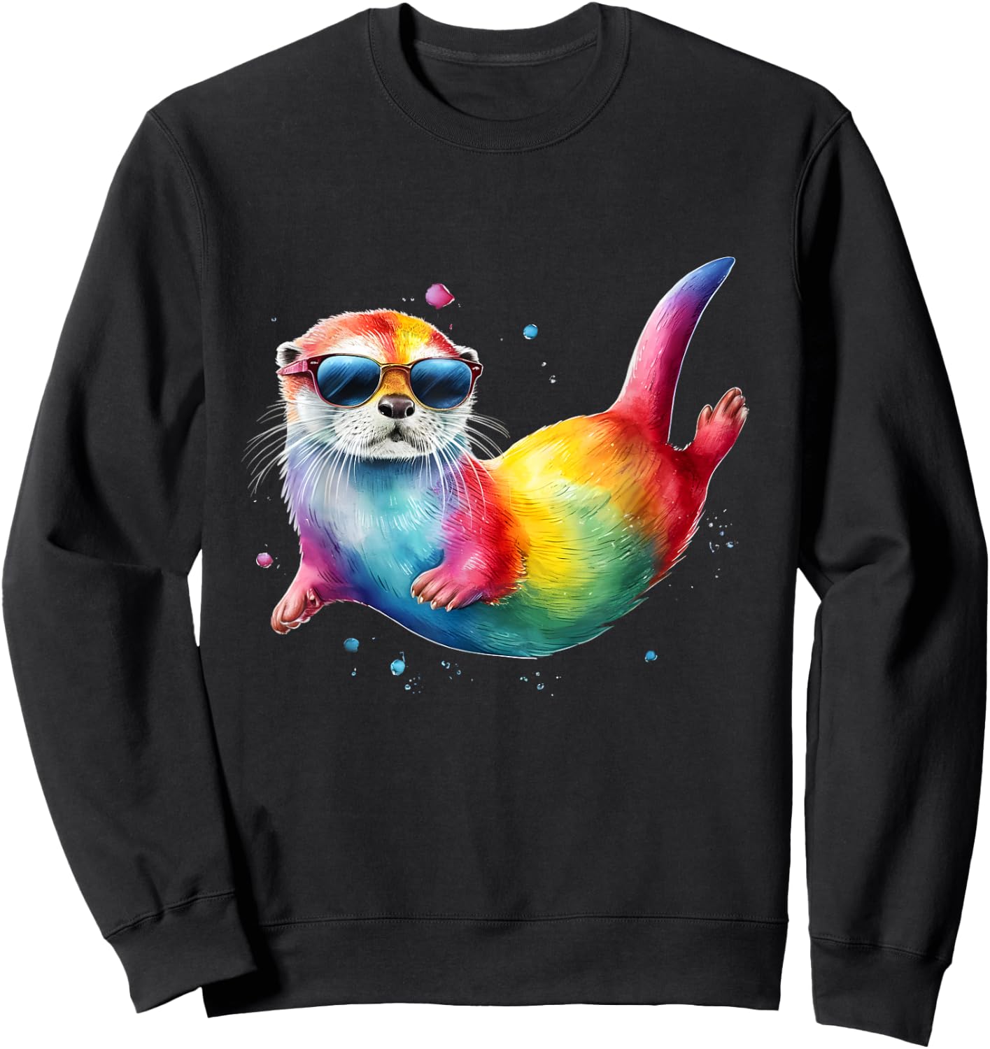 Otter Men Woman Colorful Watercolor Otter Sweatshirt - Sweatshirt | Black