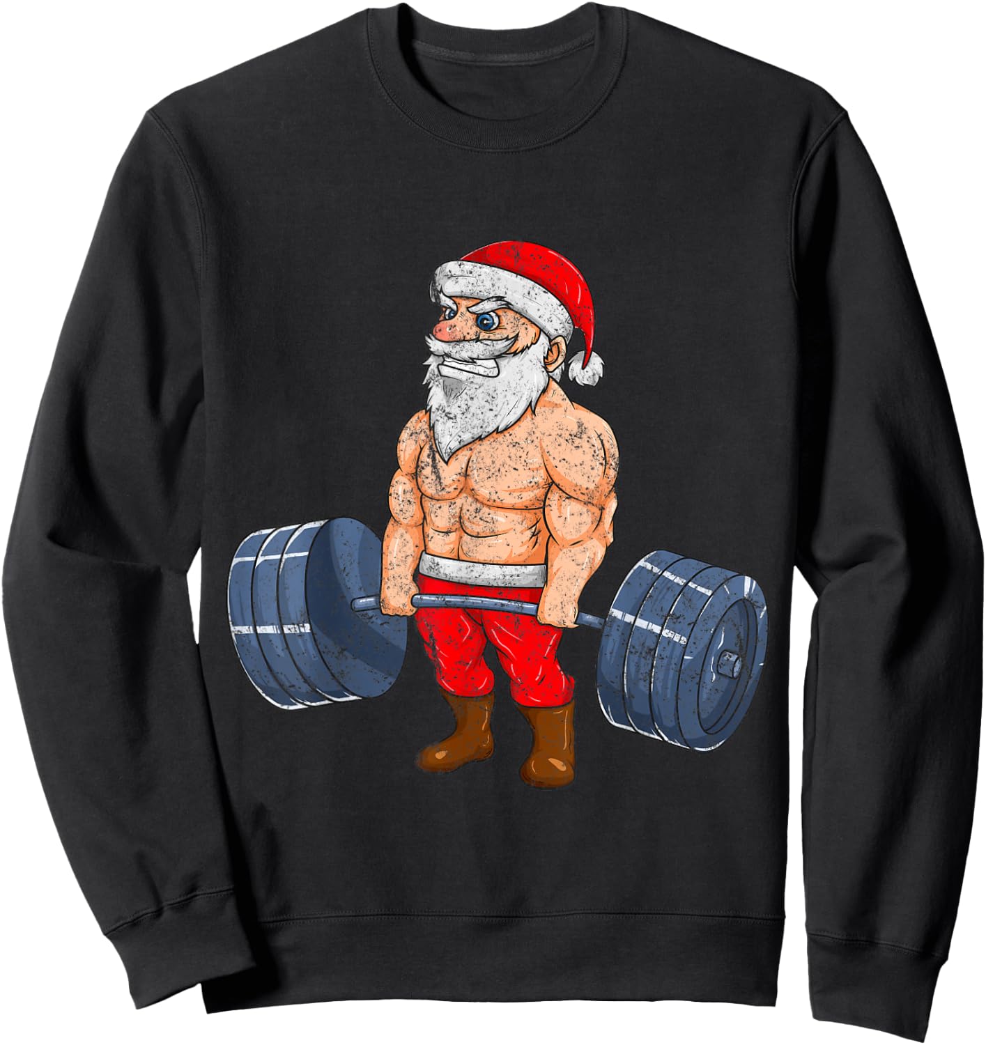 Vintage Santa Weightlifting Bodybuilder Muscle Fitness Sweatshirt - Sweatshirt | Black