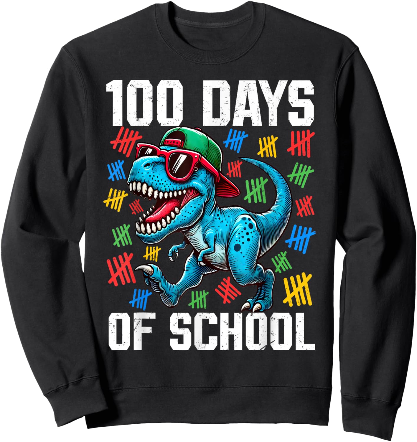 100 Days of School Dinosaur 100th Day Of School Boys Kids Sweatshirt - Sweatshirt | Black