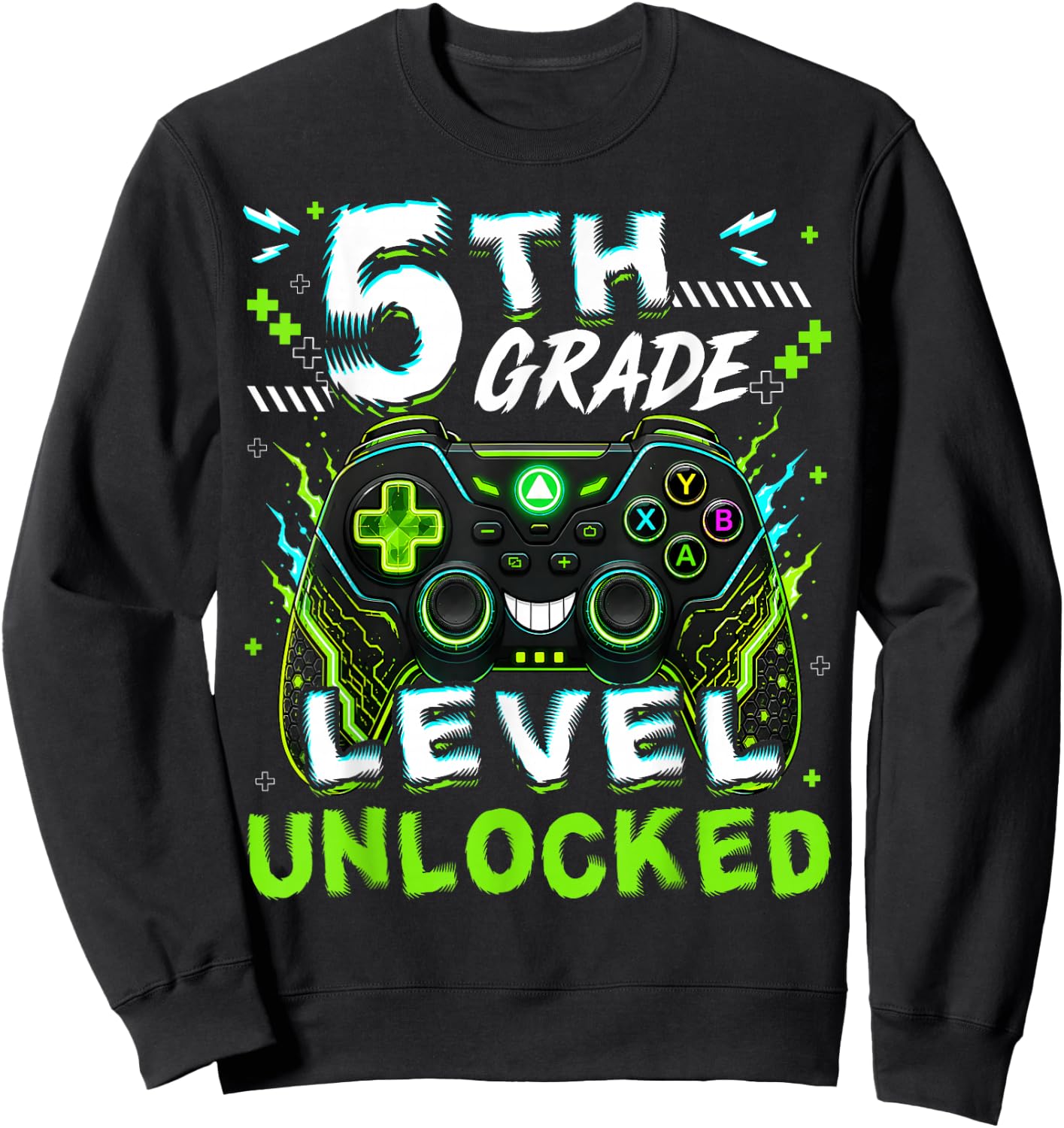 Back to School 5th Grade Level Unlocked Video Gamer Boy Kid Sweatshirt - Sweatshirt | Black