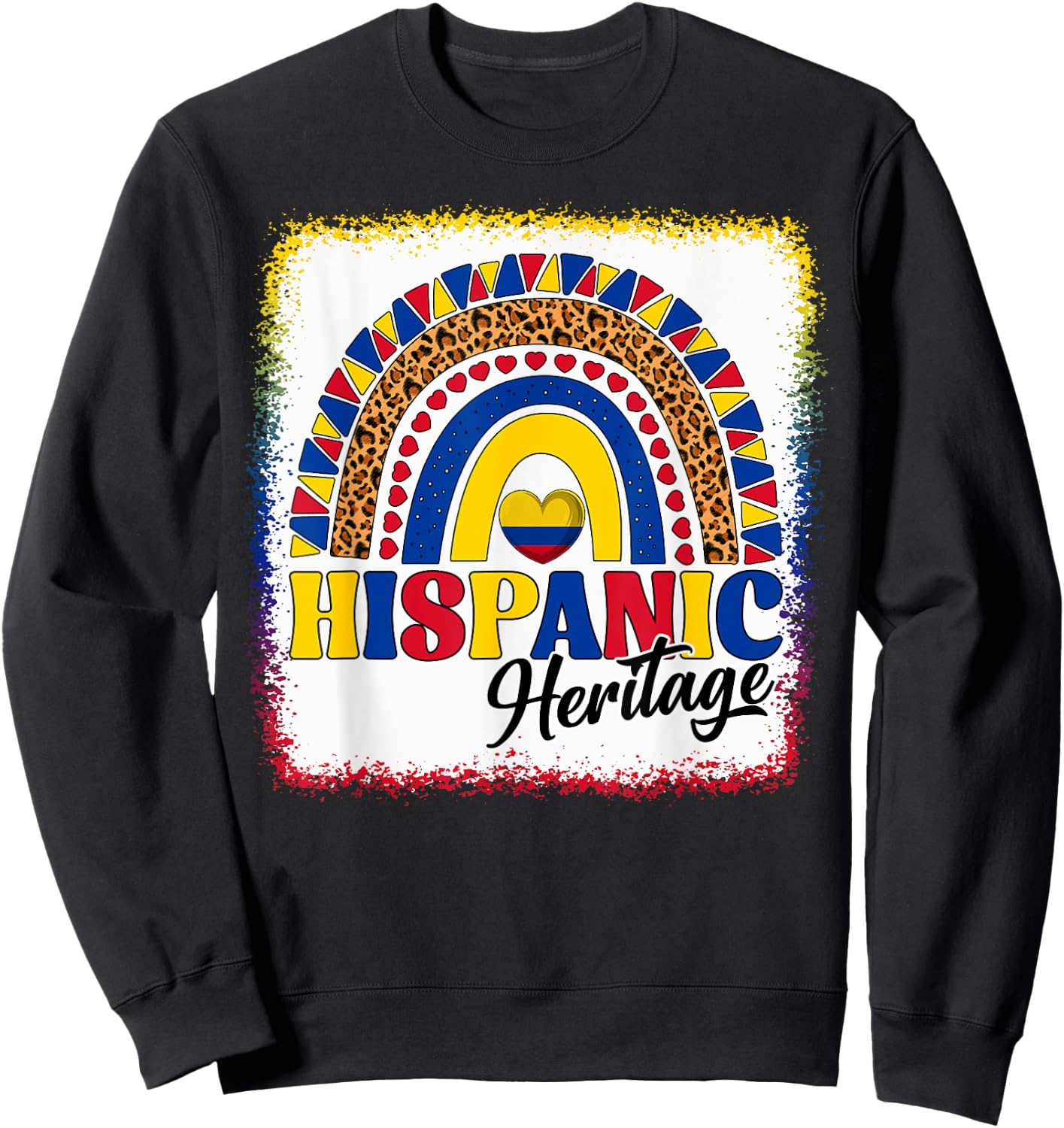 Colombia Hispanic Heritage Month Colombian Flag Boho Rainbow Sweatshirt - Sweatshirt | Black