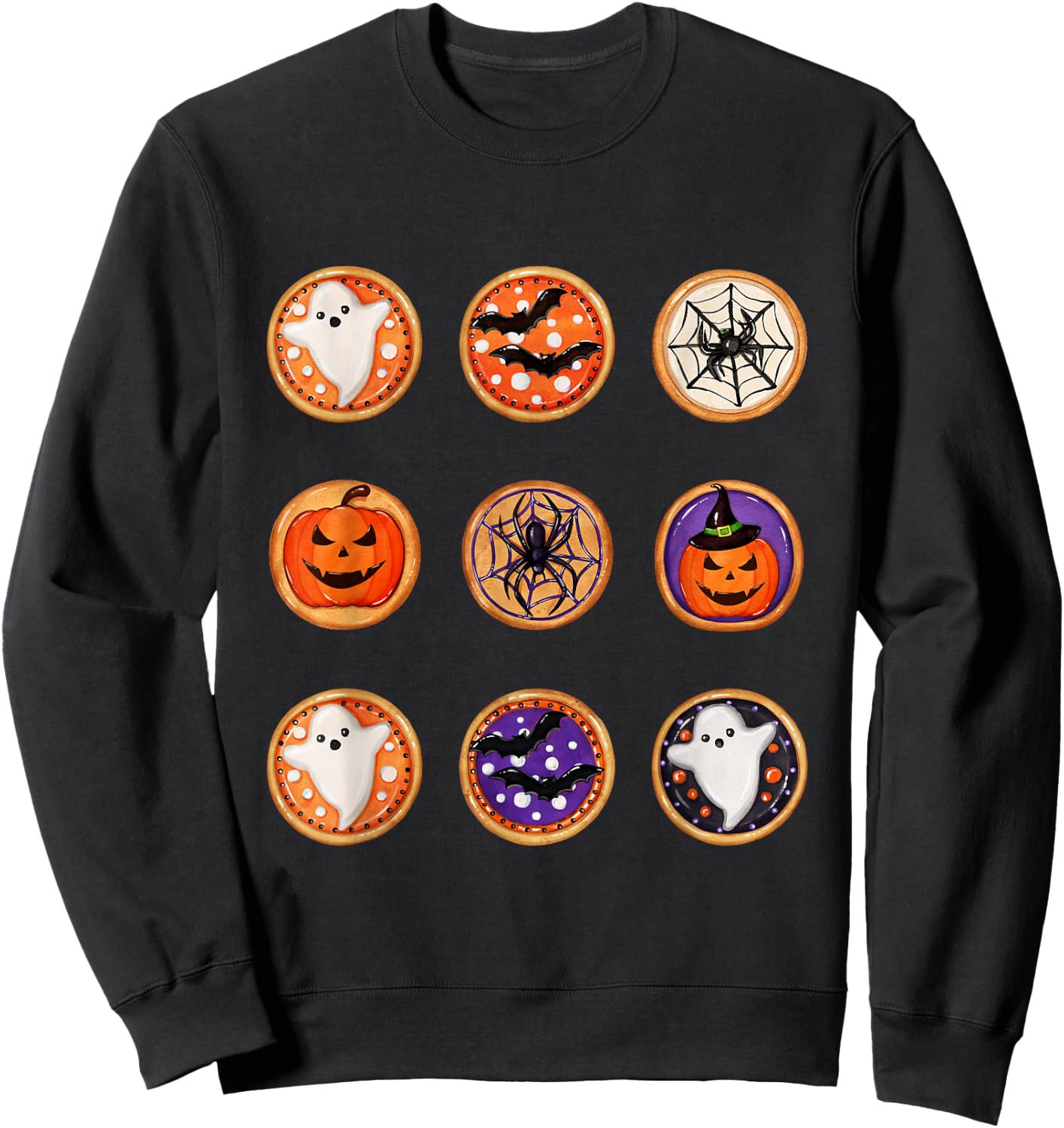 Halloween Cookies Ghost Pumpkin Halloween Sugar Cookie Sweatshirt - Sweatshirt | Black