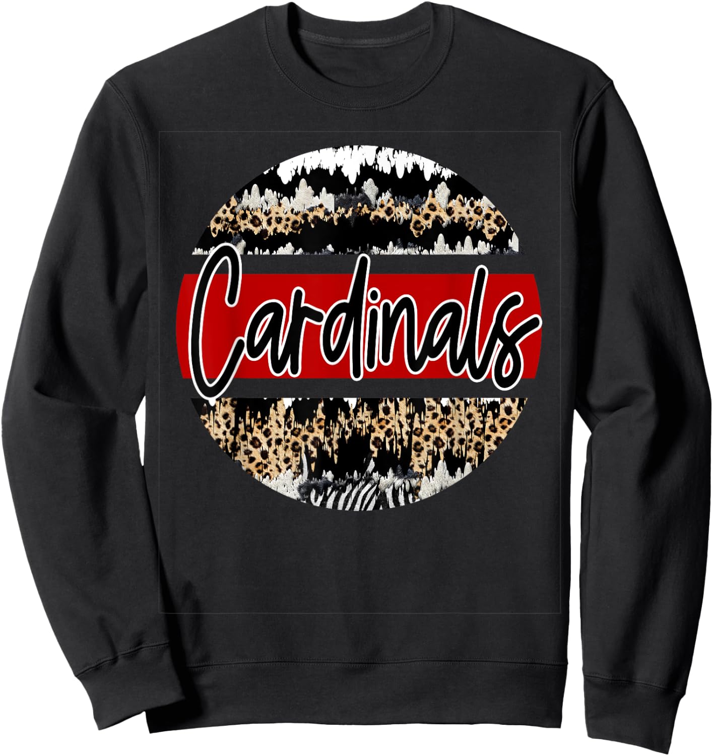 Cardinals Leopard Print School Spirit Sweatshirt - Sweatshirt | Black