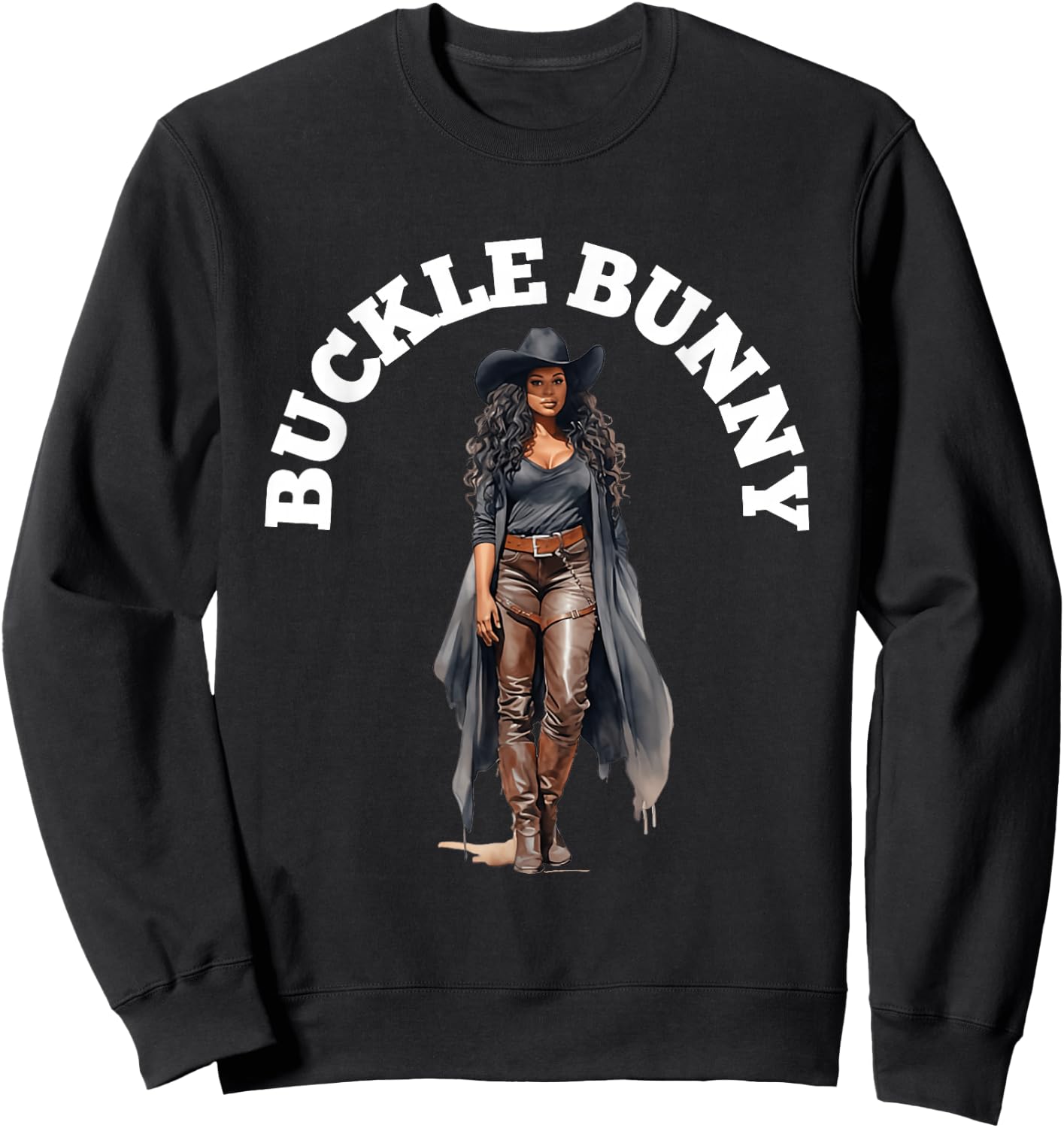 Buckle Bunny , Black Cowgirl Western Sweatshirt - Sweatshirt | Black