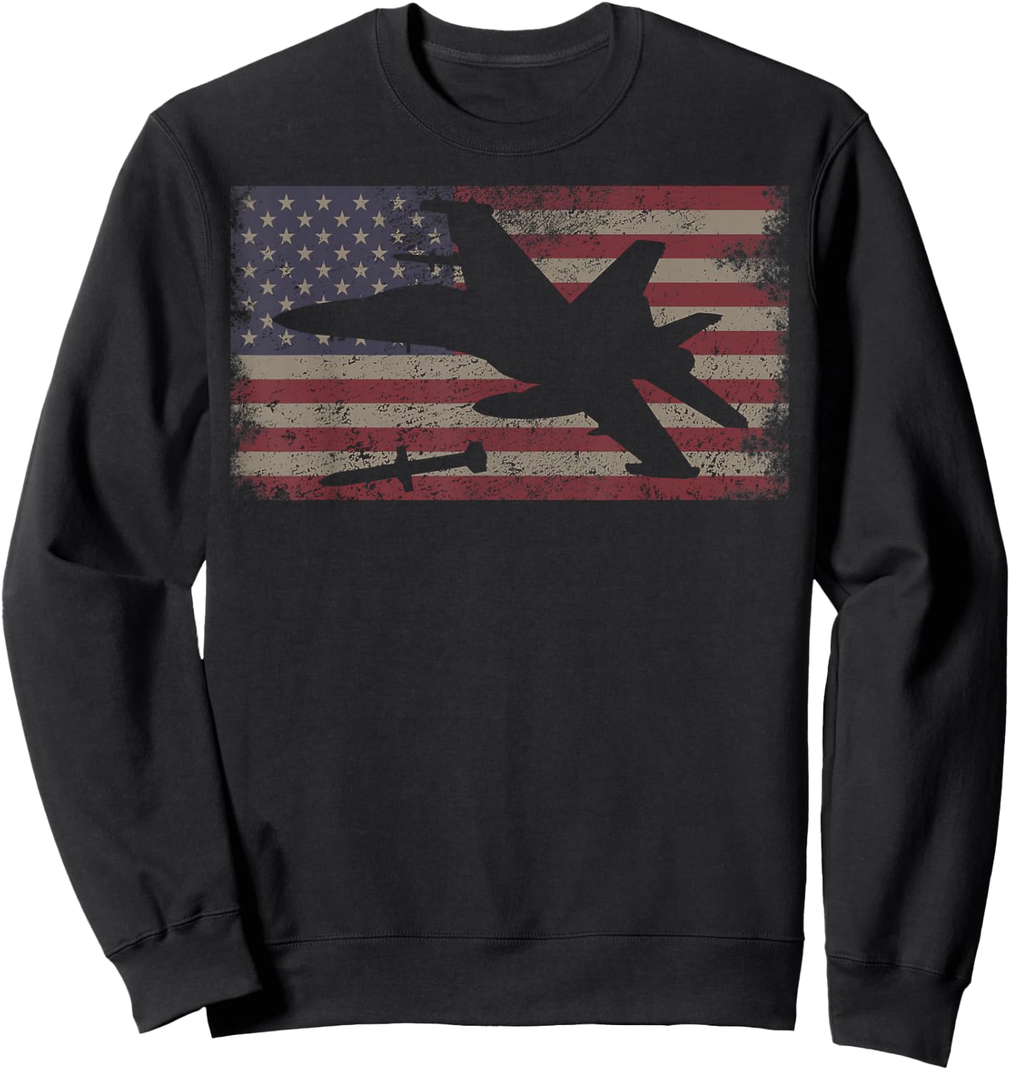 EA-18G Growler Jet Plane USA Flag Patriot Gift Sweatshirt - Sweatshirt | Black