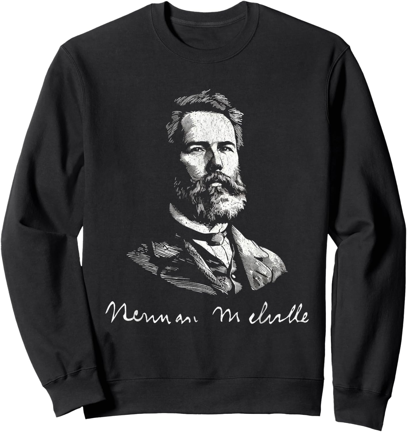 Herman Melville with Signature For Literature Fans Sweatshirt - Sweatshirt | Black