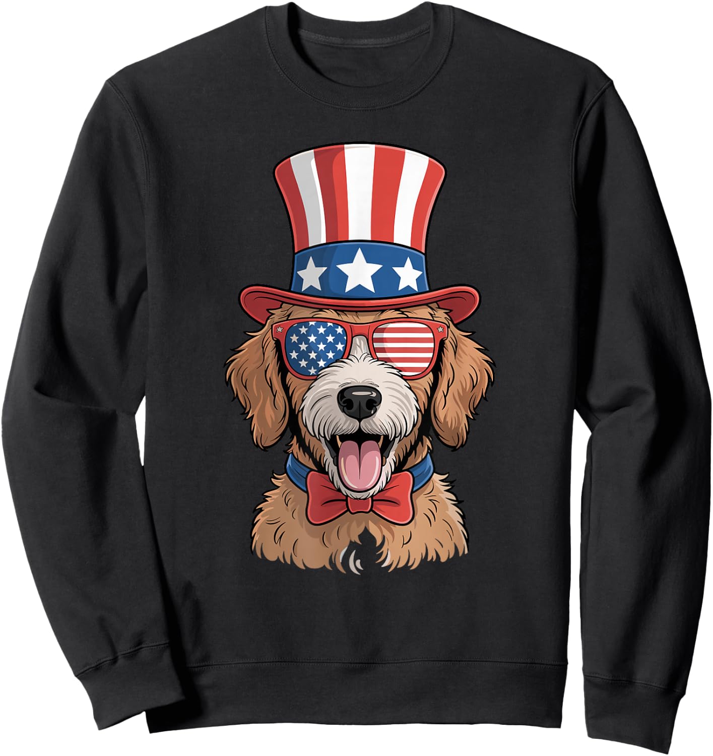 USA American Flag Goldendoodle Golden Doodle 4th Of July Sweatshirt - Sweatshirt | Black