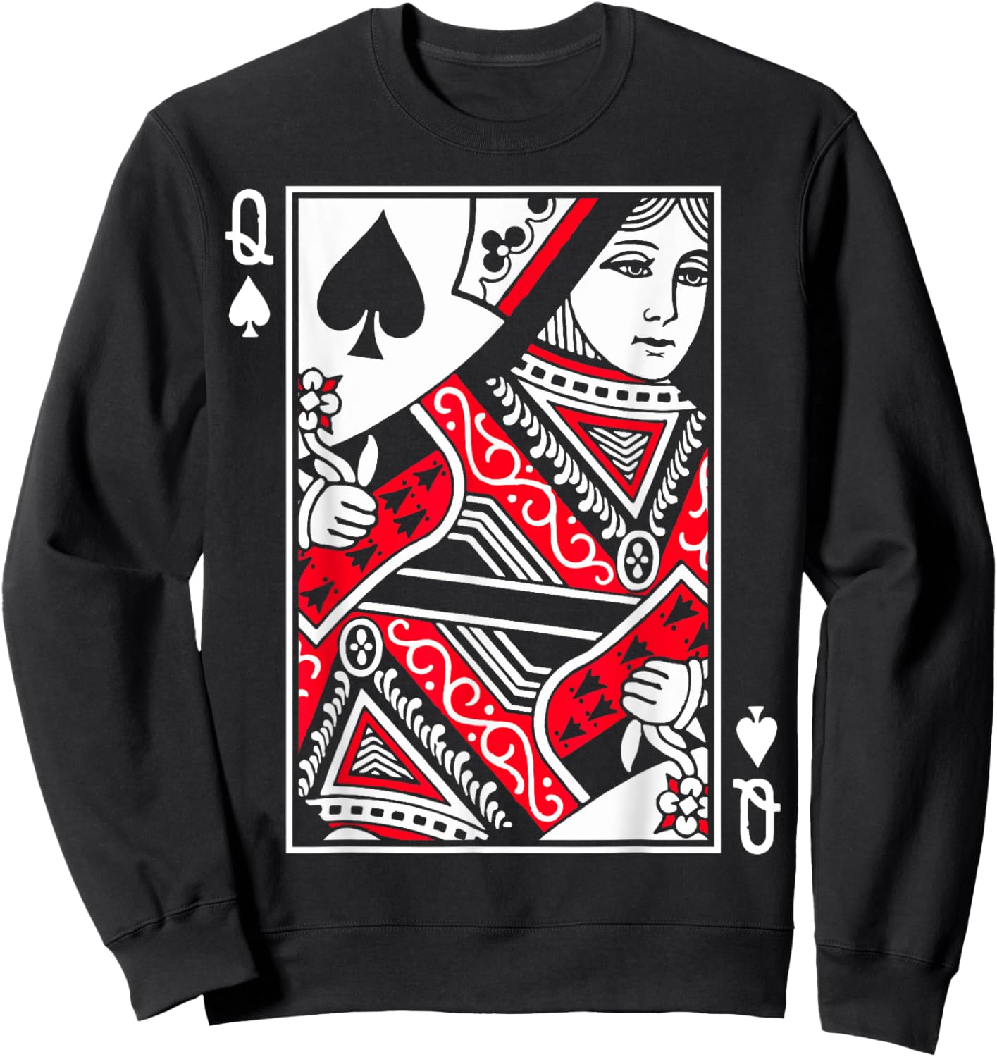 Queen of Spades Poker or Blackjack Queens Playing Card Cards Sweatshirt - Sweatshirt | Black