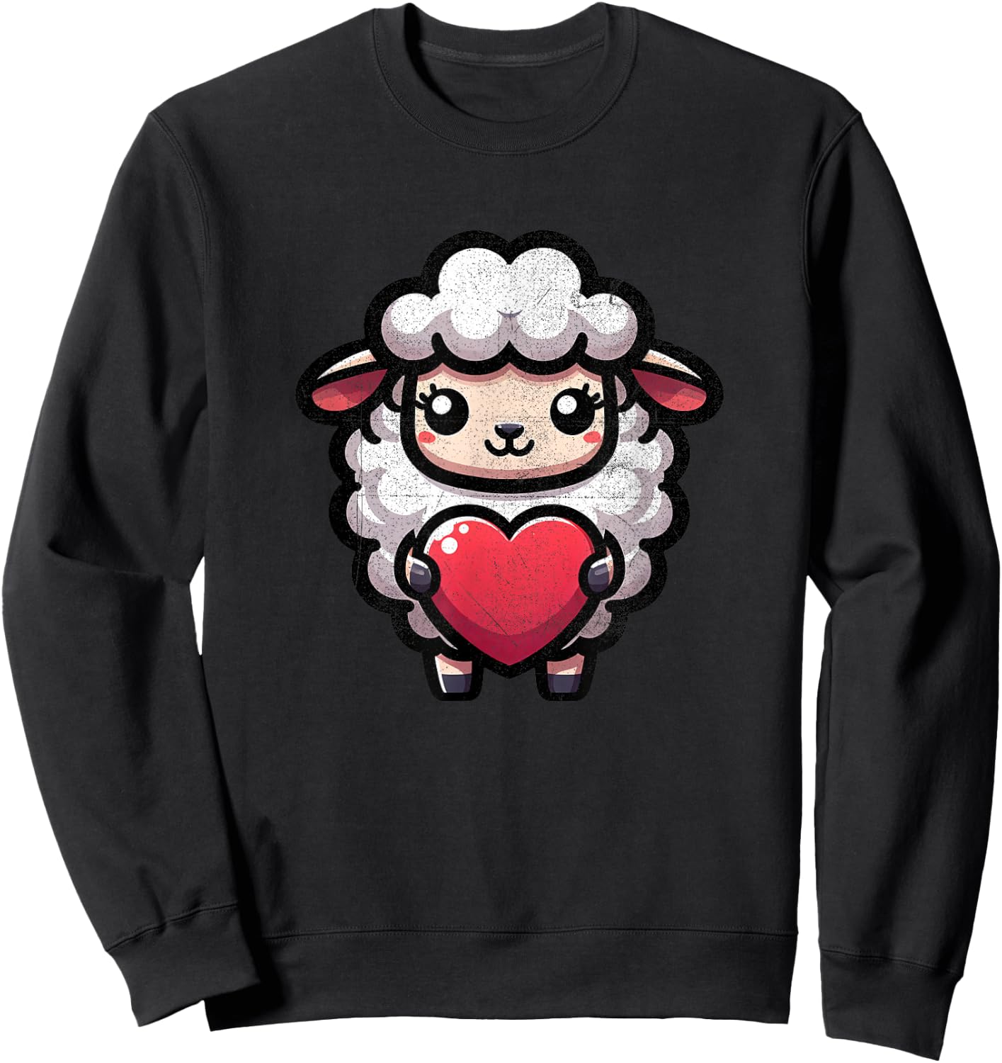 Sheep Lamb Valentines Heart Lover Funny Boys Girls Kids Sweatshirt - Sweatshirt | Black