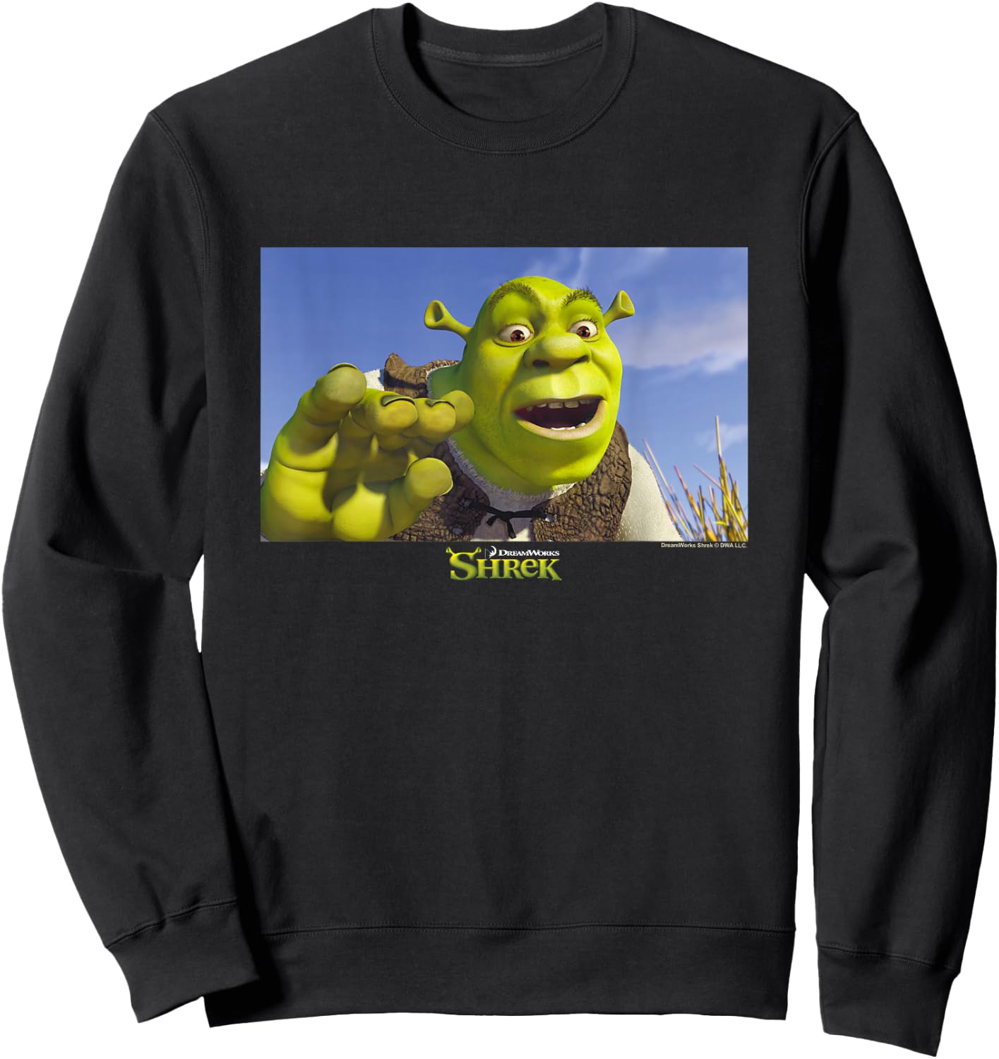 Shrek Iconic Sarcastic Shrek Scene Big Chest Poster Sweatshirt - Sweatshirt | Black