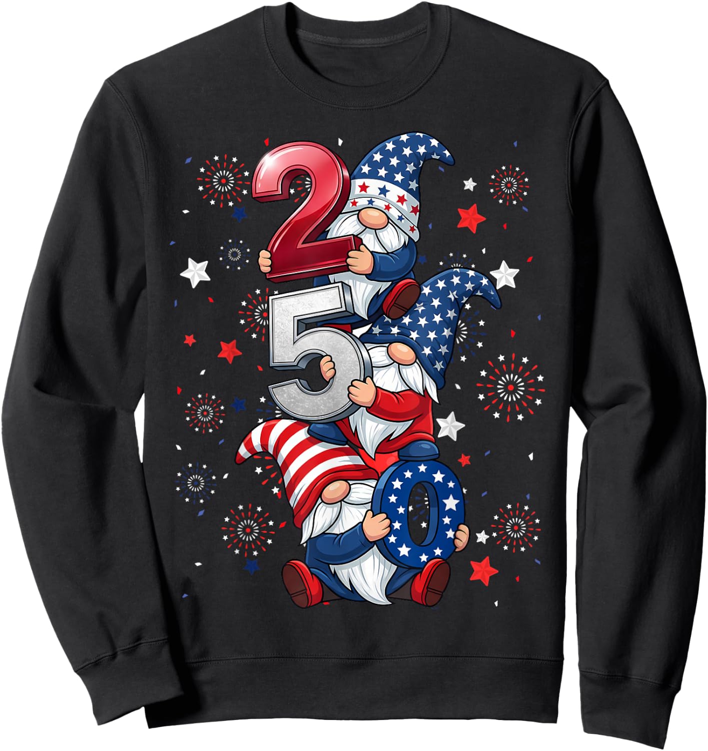 Gnome 250 Years 1776-2026 250th Birthday 4th July Patriotic Sweatshirt - Sweatshirt | Black