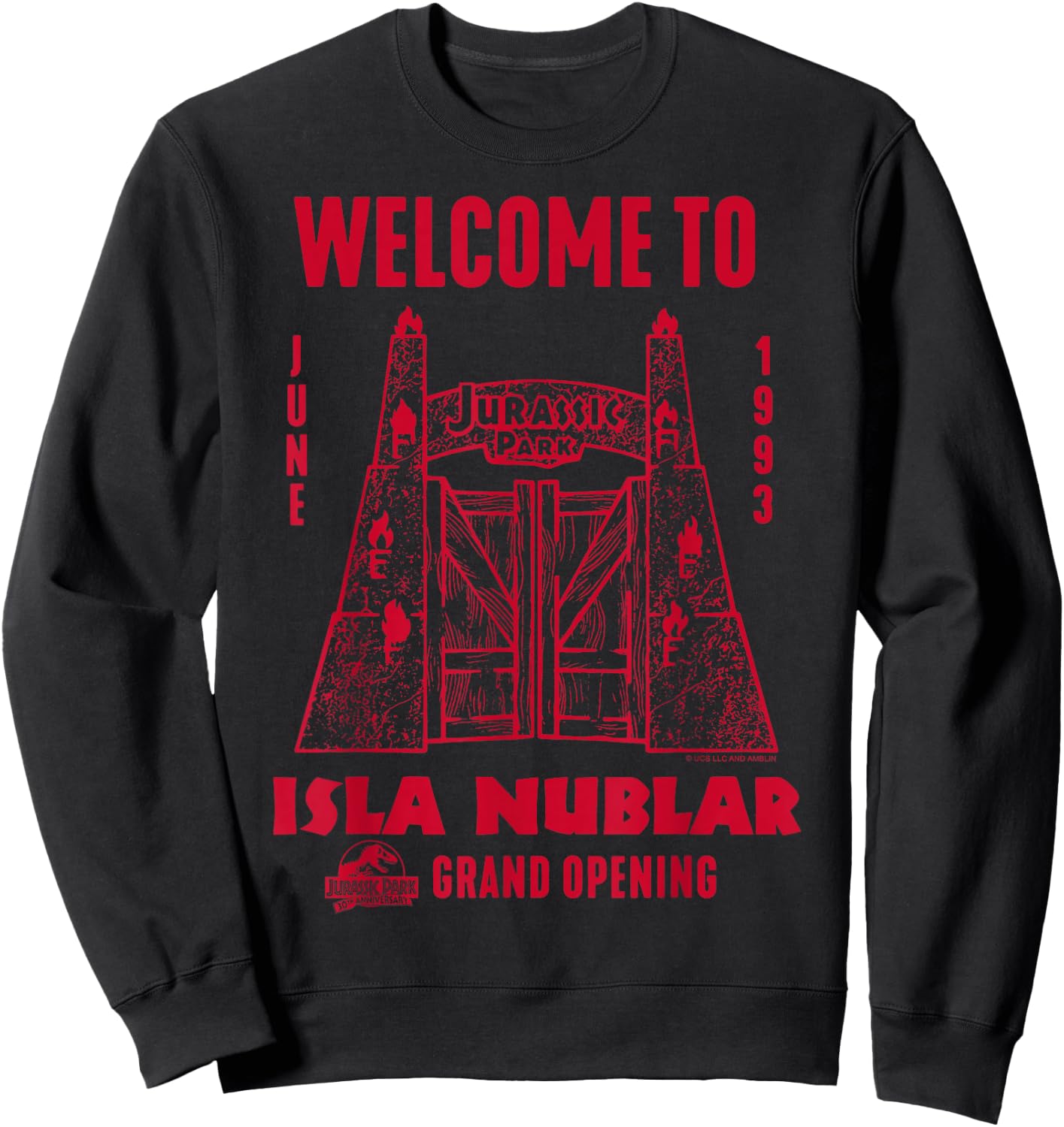 Jurassic Park 30th Anniversary Welcome to Isla Nublar Retro Sweatshirt - Sweatshirt | Black