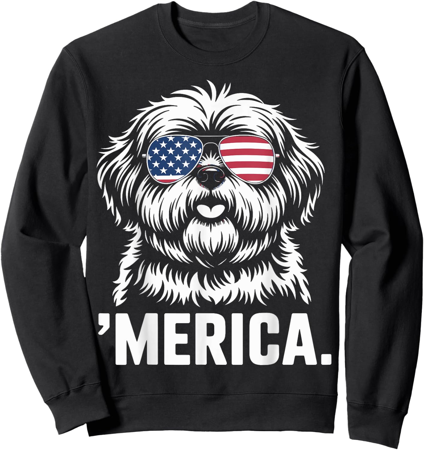 Shih Tzu 4th of July ‘Merica Patriotic Sweatshirt - Sweatshirt | Black