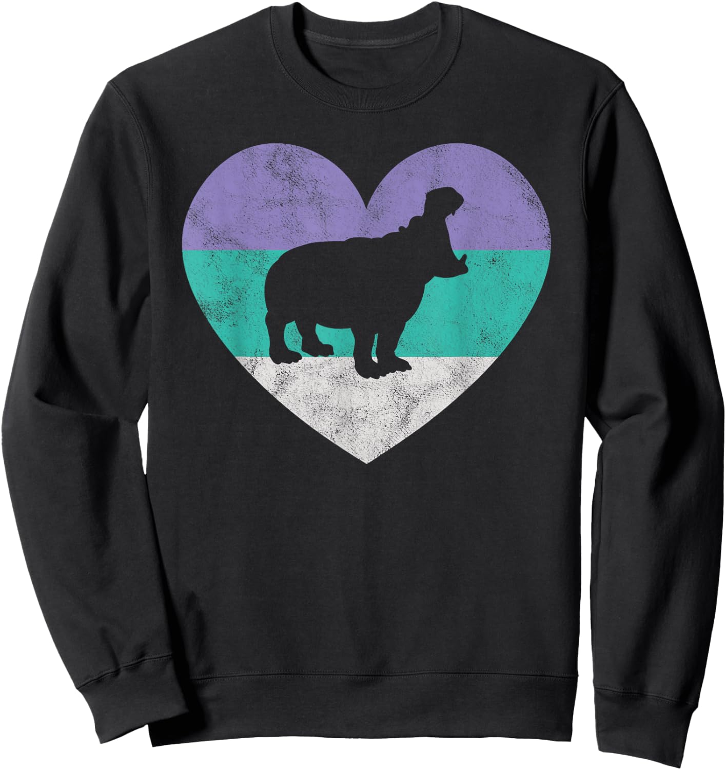 Hippopotamus Gift & Girls Retro Cute Sweatshirt - Sweatshirt | Black