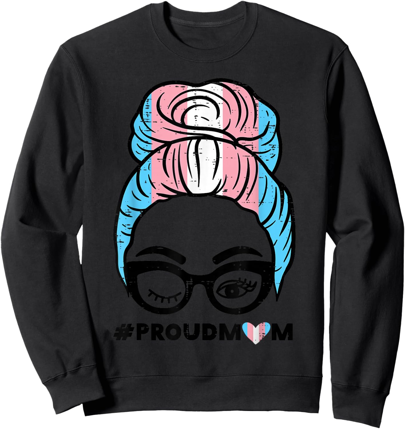 Proud Transgender Mom Transsexual Trans Pride Flag Sweatshirt - Sweatshirt | Black