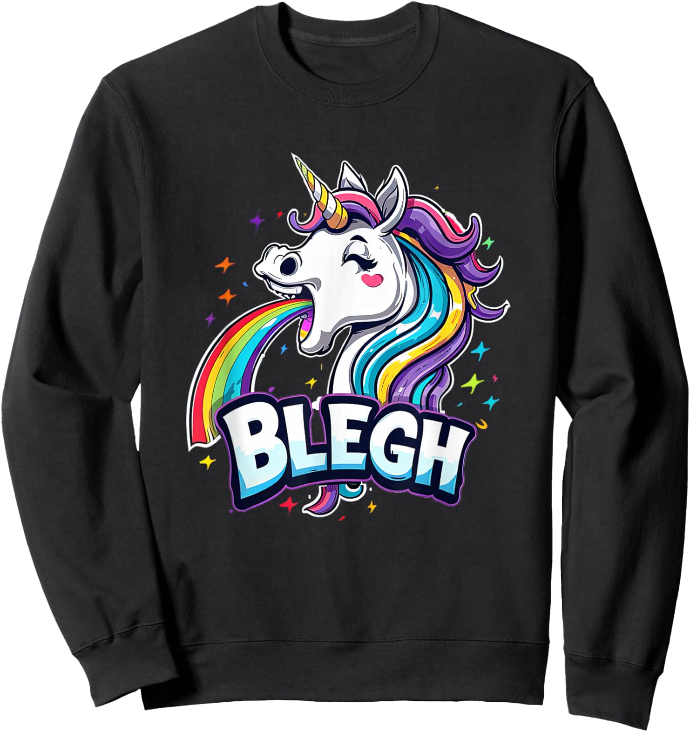 Blegh - Metalcore Unicorn Screaming Rainbow , black Sweatshirt - Sweatshirt | Black