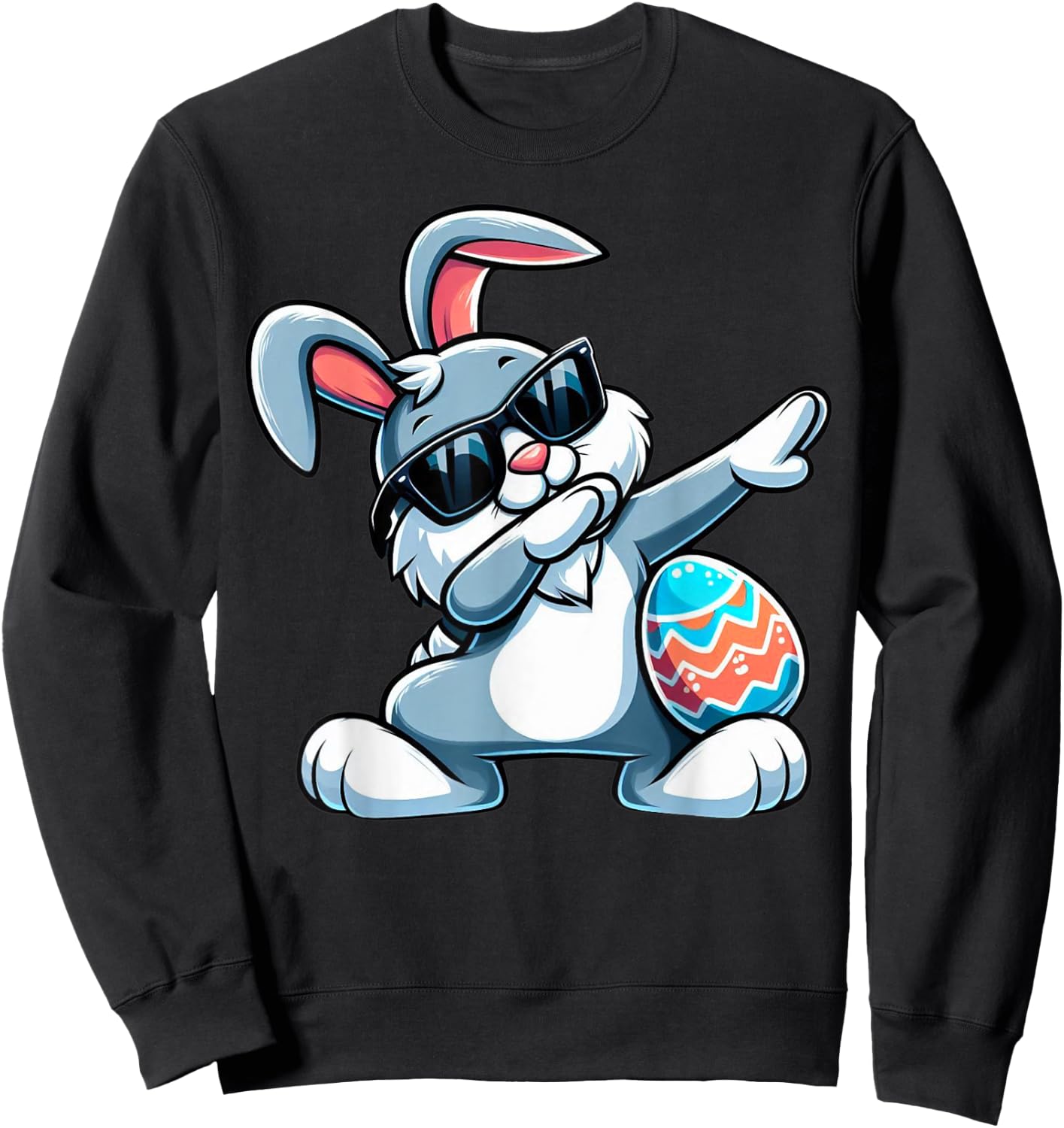 Dabbing Bunny Easter Eggs Dab Boys Girls Kids Rabbit Sweatshirt - Sweatshirt | Black