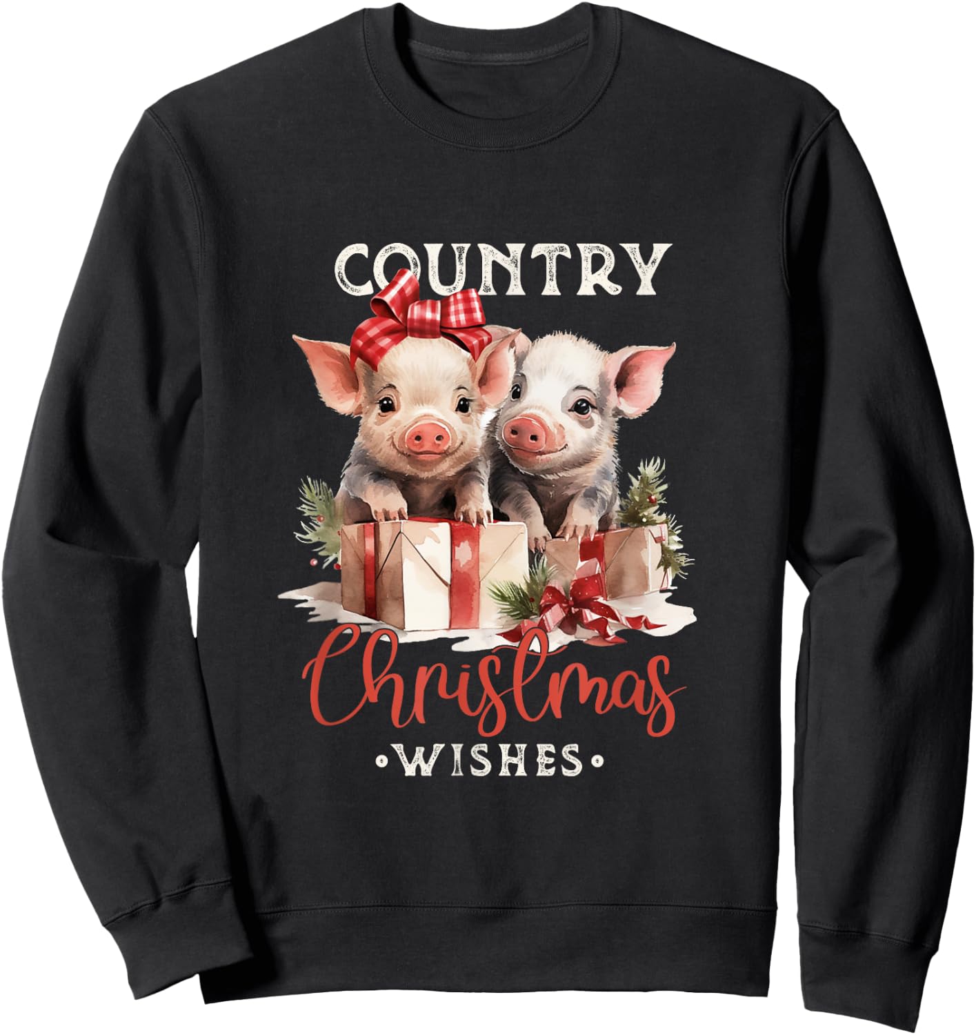 Christmas Pig Merry Pigmas Pig Lover Sweatshirt - Sweatshirt | Black