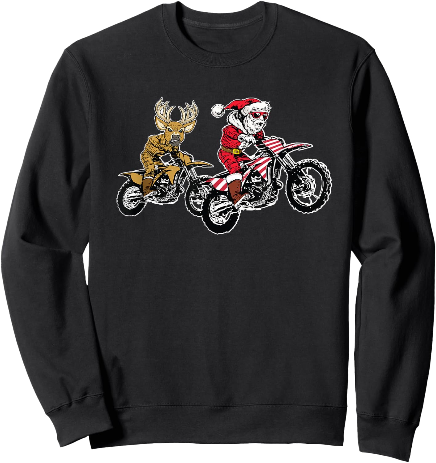 Christmas Motocross Santa Claus MX Dirt Bike Sweatshirt - Sweatshirt | Black
